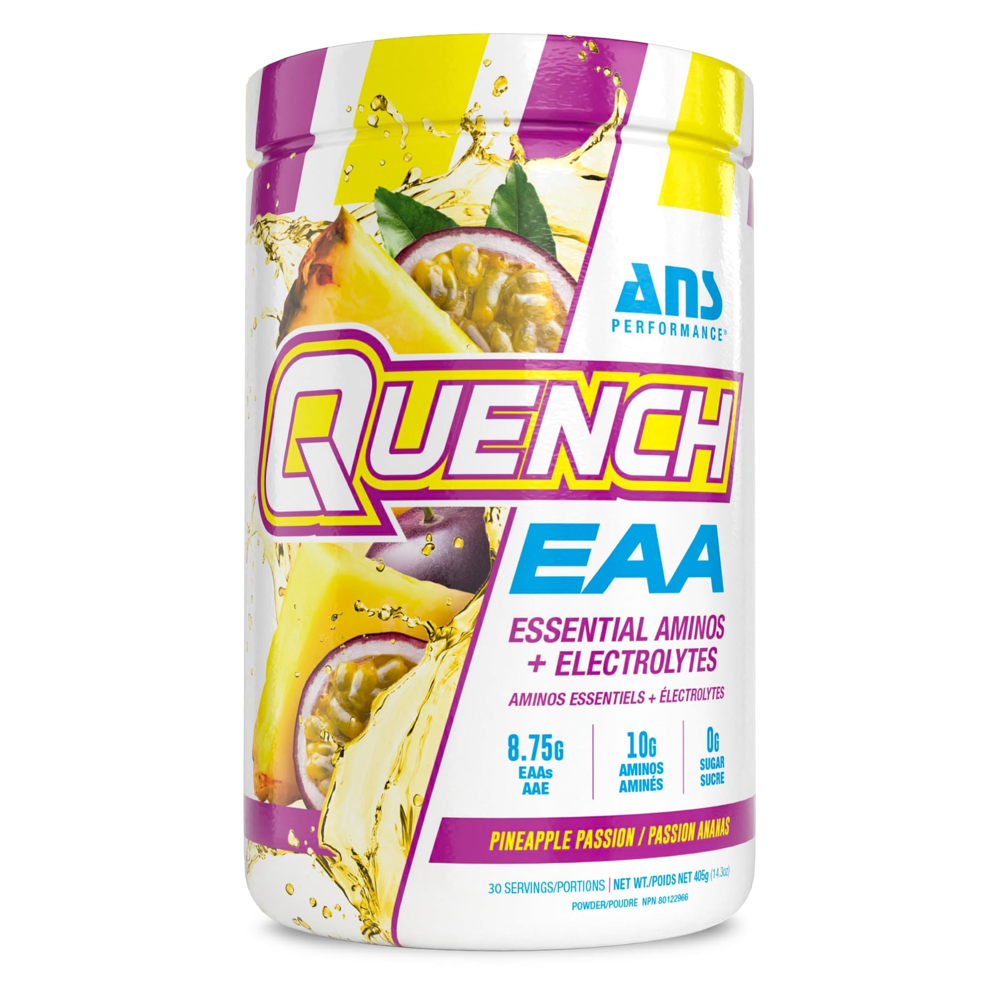 ANS Performance Quench EAA Aminos + Electrolytes Powder 14.6 Ounce Pineapple Passionfruit