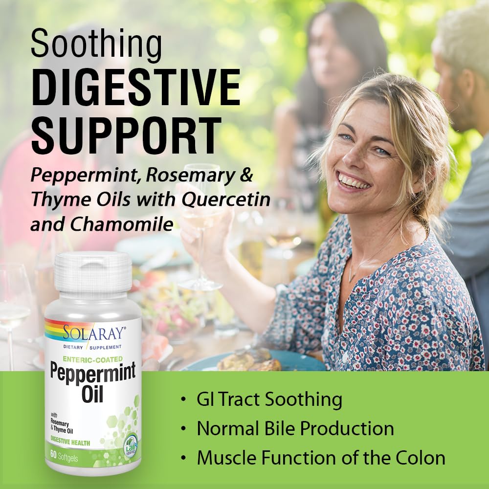 SOLARAY Peppermint Oil with Rosemary Oil & Thyme Oil Softgels, 60 Count