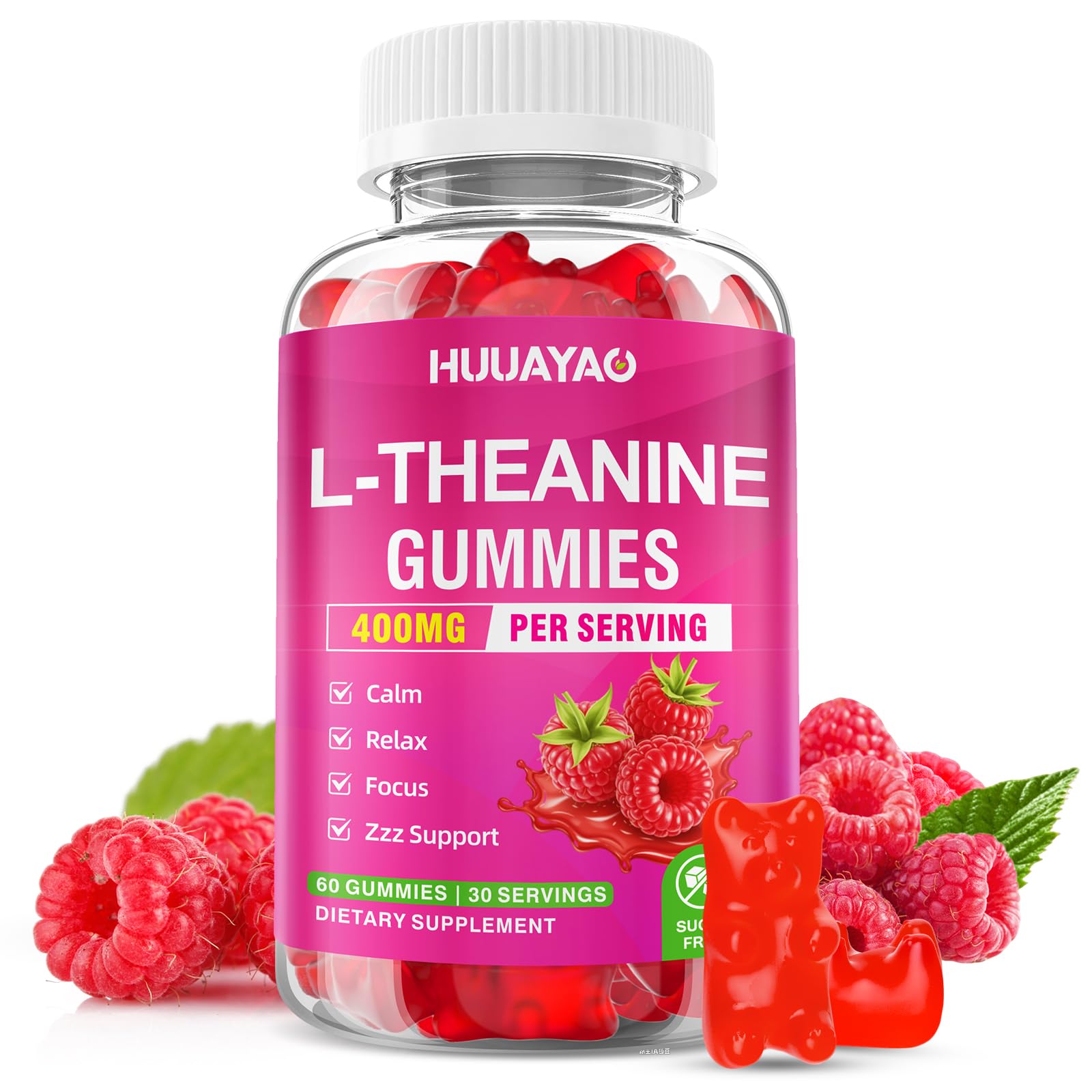 HUUAYAO L-Theanine Gummies 400mg, 60 Count