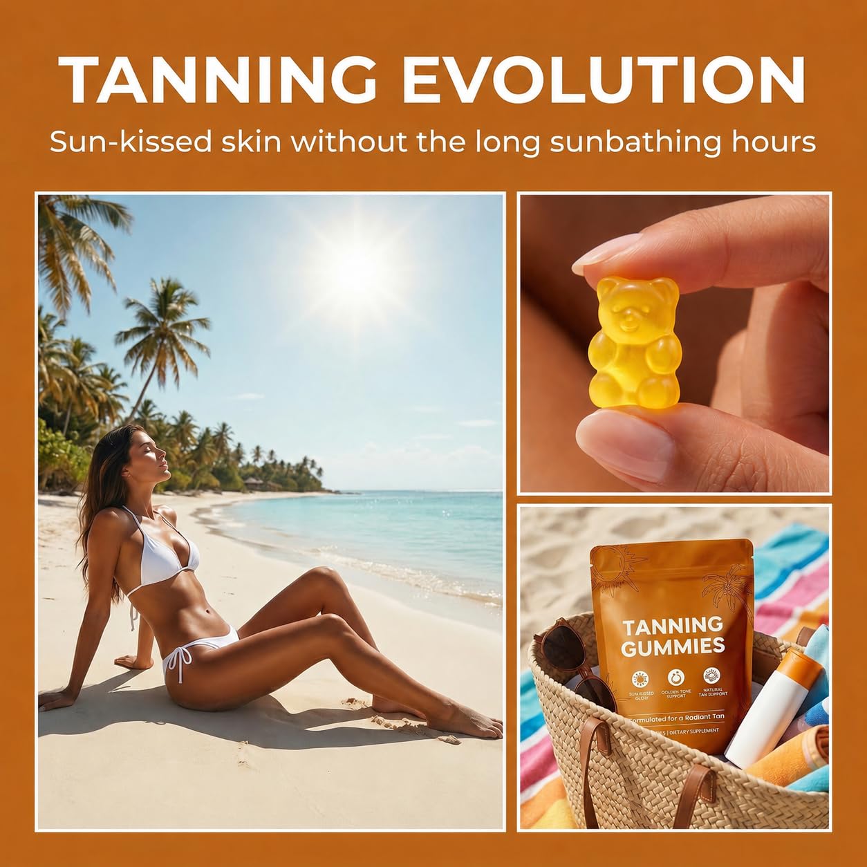 Bruiseweed Skin Tanning Gummies, Carotenoid Beauty Blend with Beta-Carotene, Lycopene, Astaxanthin & Vitamin C & E for Natural Looking Glow, Non-GMO, Vegan, Sugar Free, 60 Count