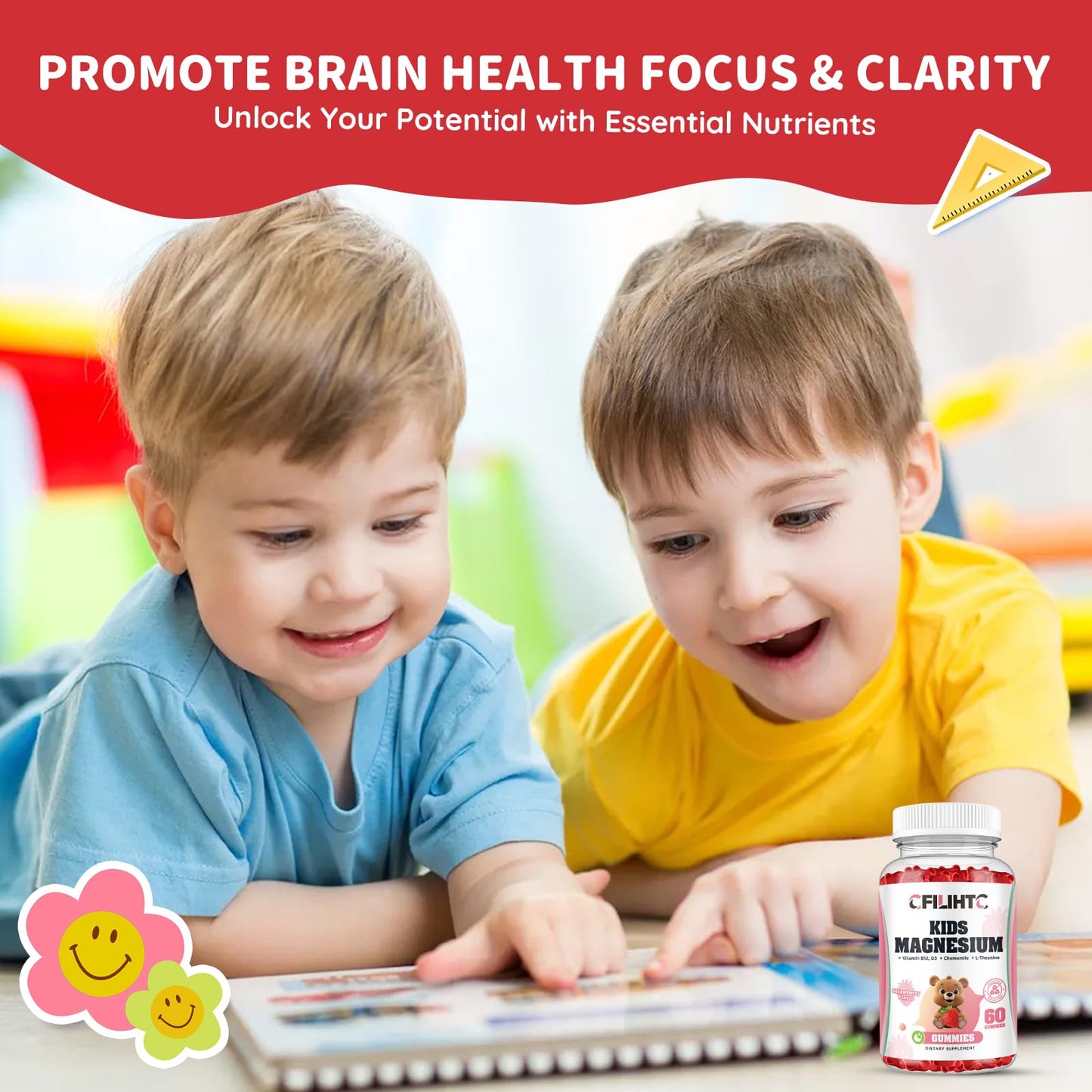 CFILIHTC Magnesium Glycinate Gummies for Kids and Adults, 60 Count