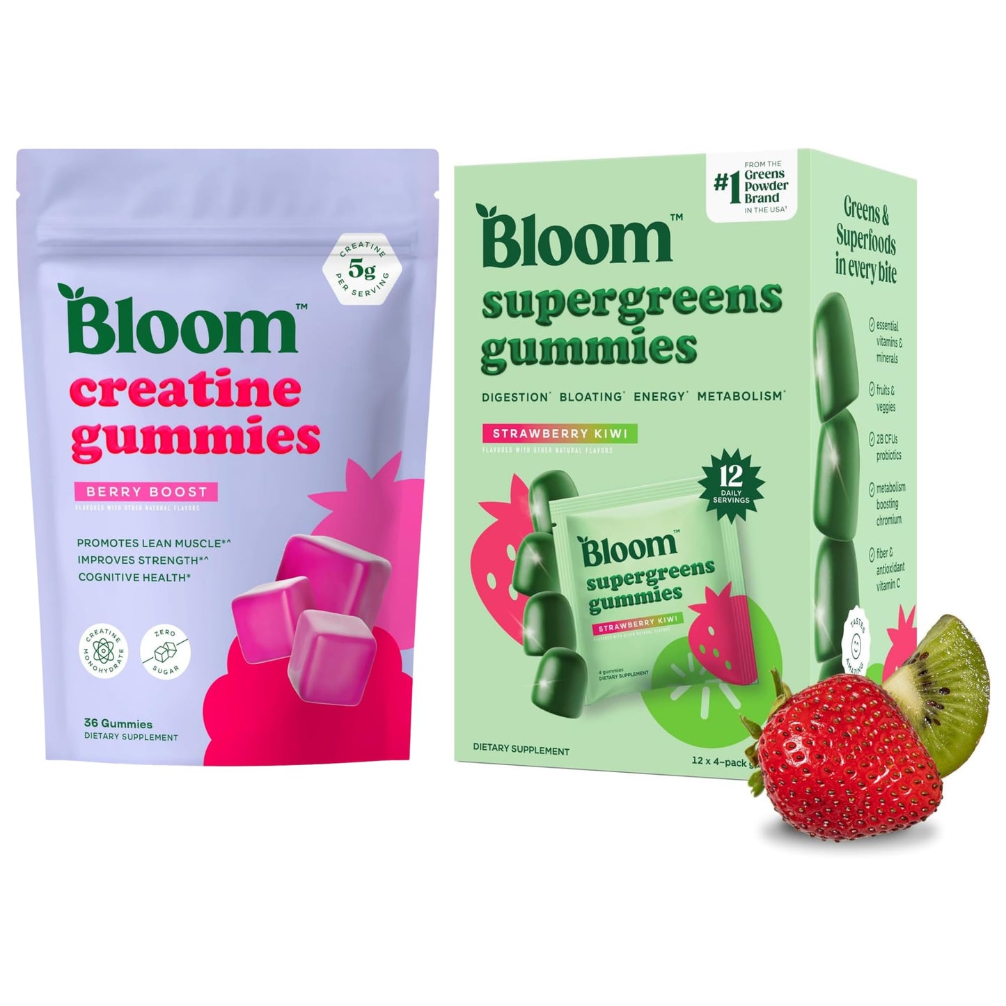 Bloom Nutrition Creatine Gummies and Greens Gummies Bundle