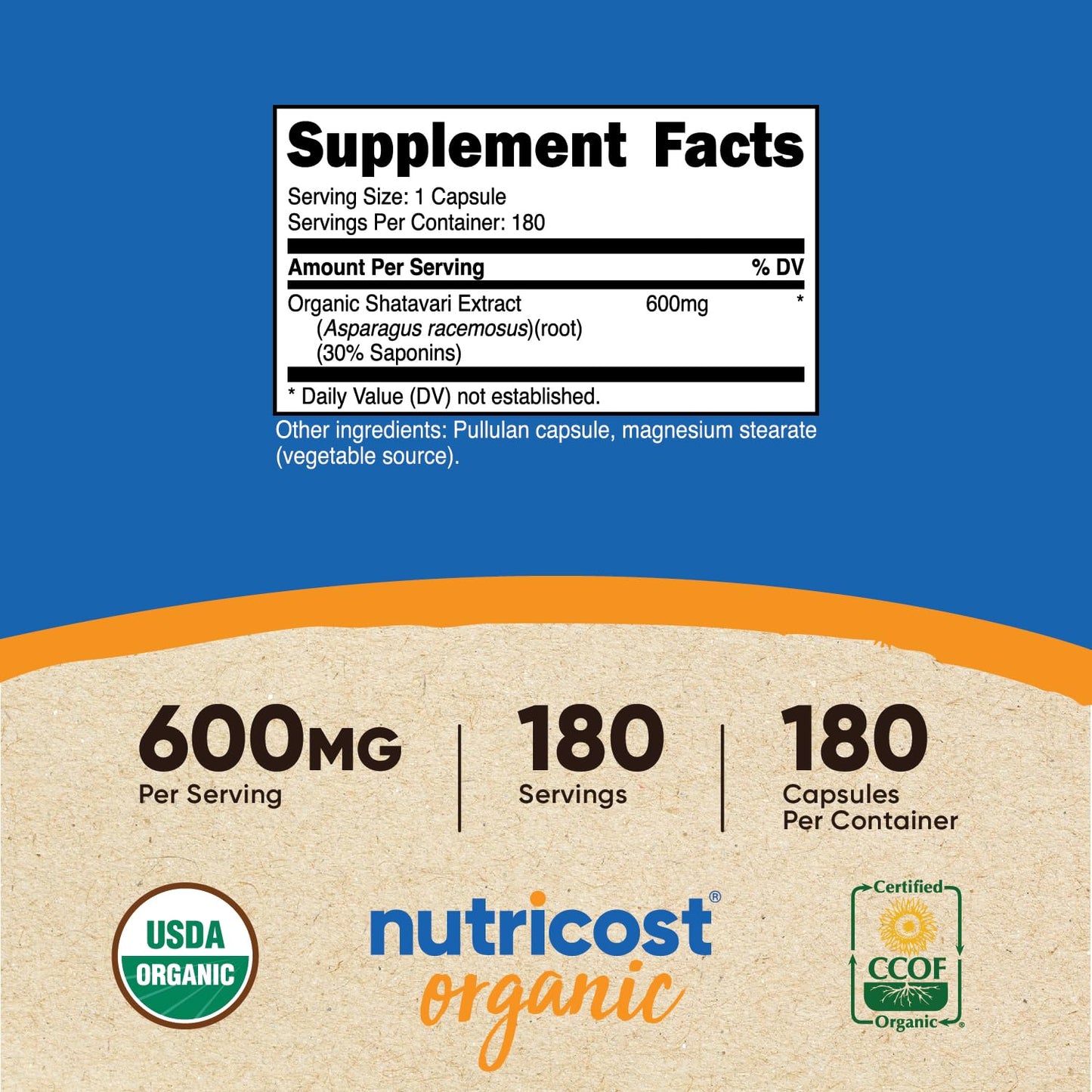 Nutricost Shatavari 600mg Capsules, 180 Count