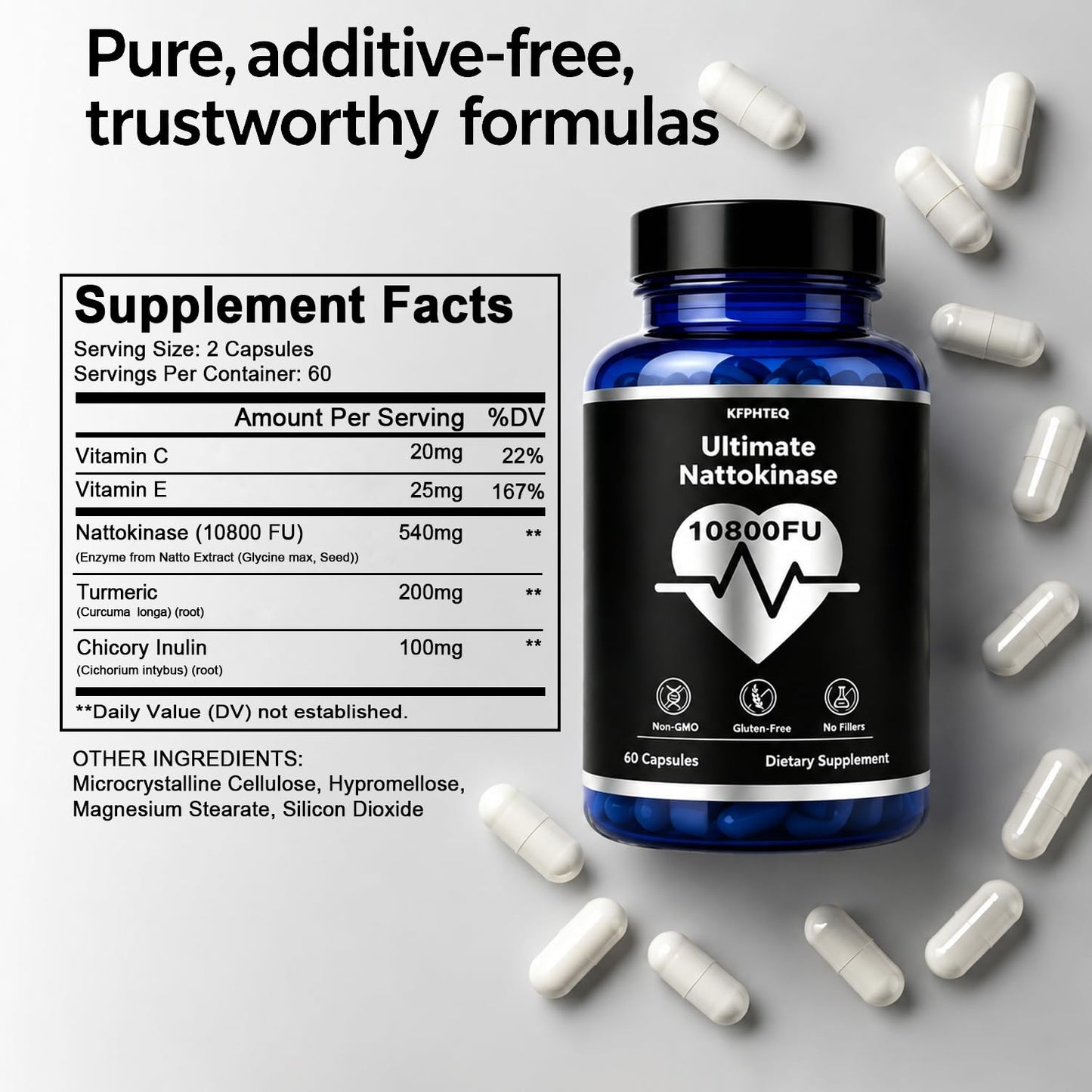 KFPHTEQ Nattokinase Supplement Capsule 60 Capsules