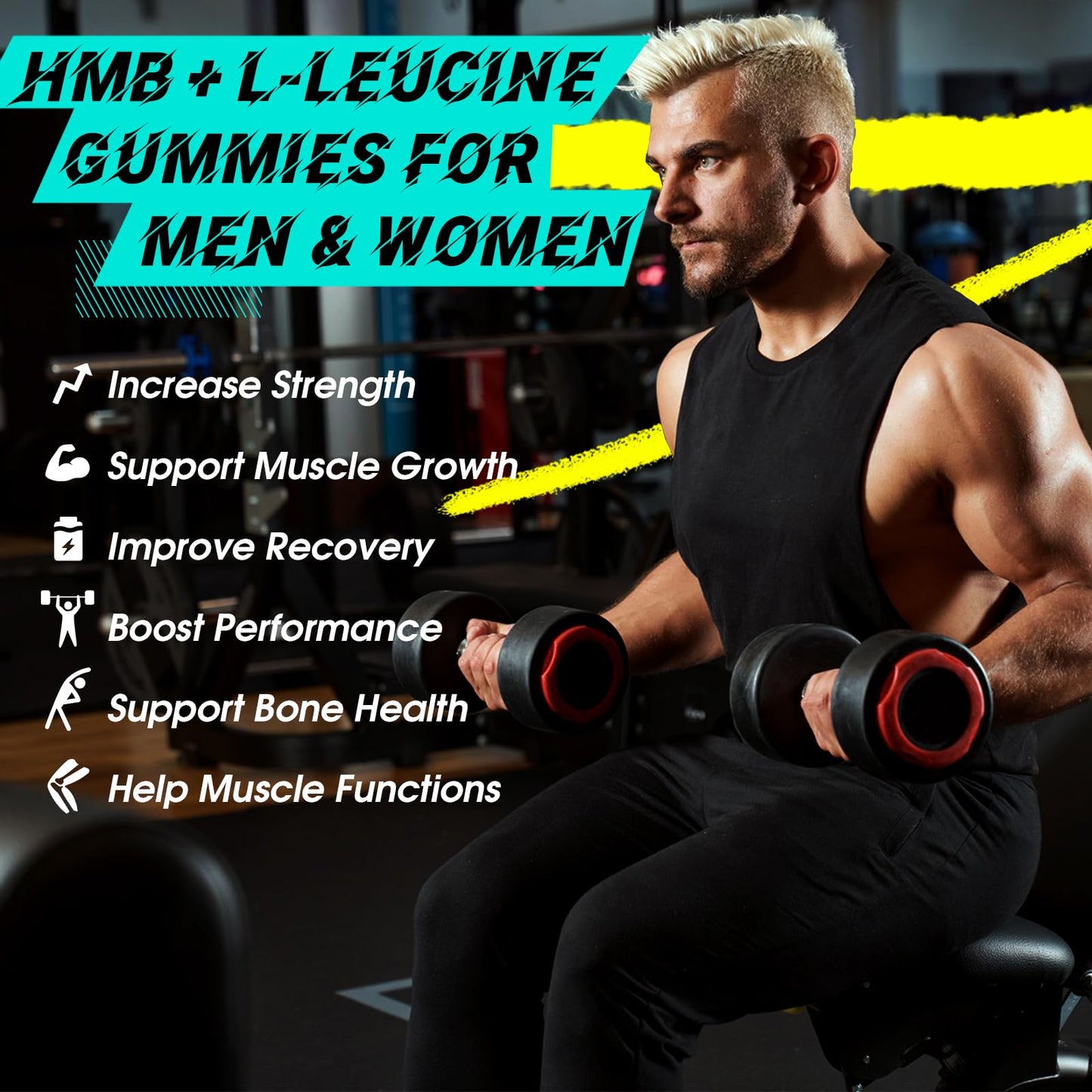 PYUNAFIT HMB Leucine Supplement Gummies, 120 Count