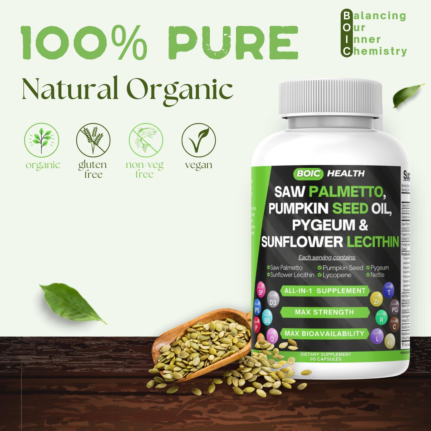 BOIC Saw Palmetto Prostate Support Extra Strength Capsules, 90 Capsules