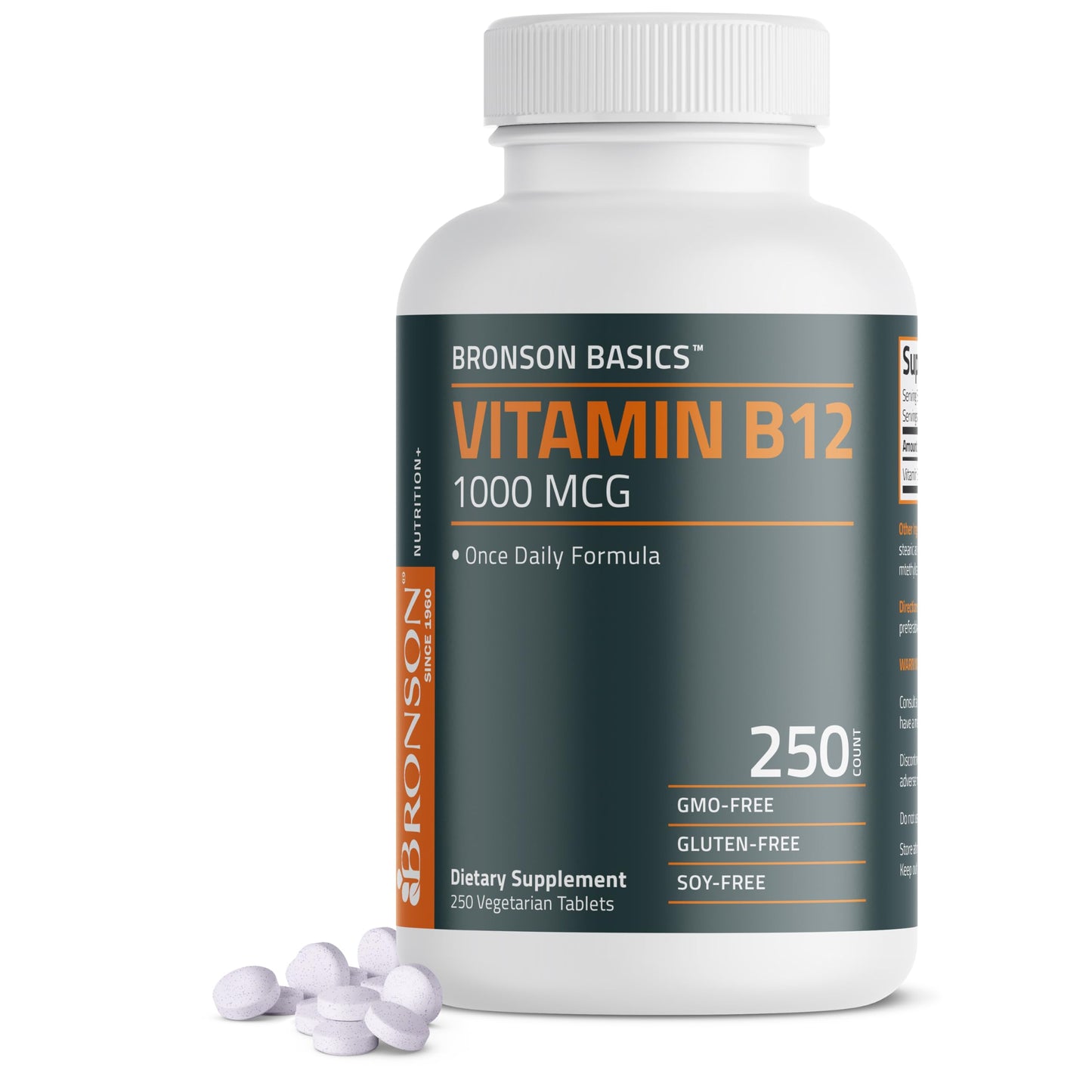 Bronson Vitamin B12 1000mcg Once Daily Formula Non-GMO Tablets 250 Count