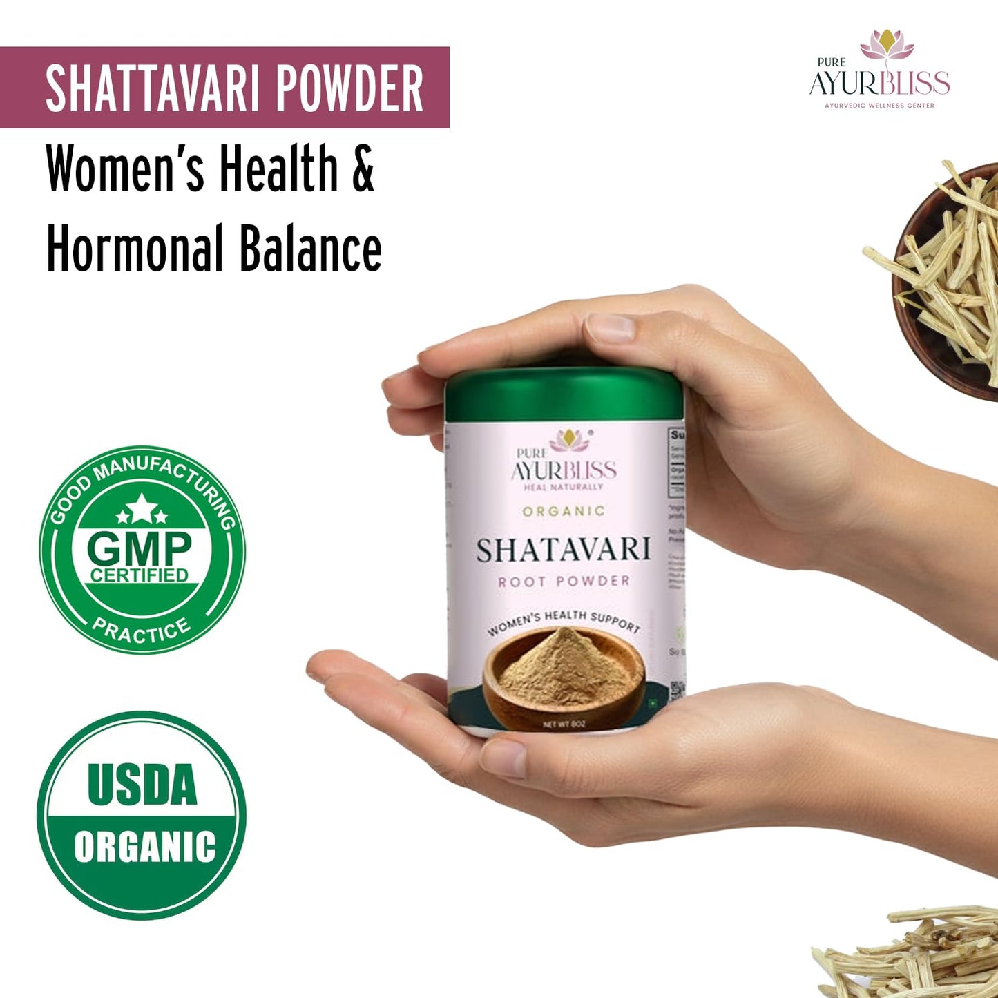 PureAyurbliss Shatavari Root Powder 8 oz