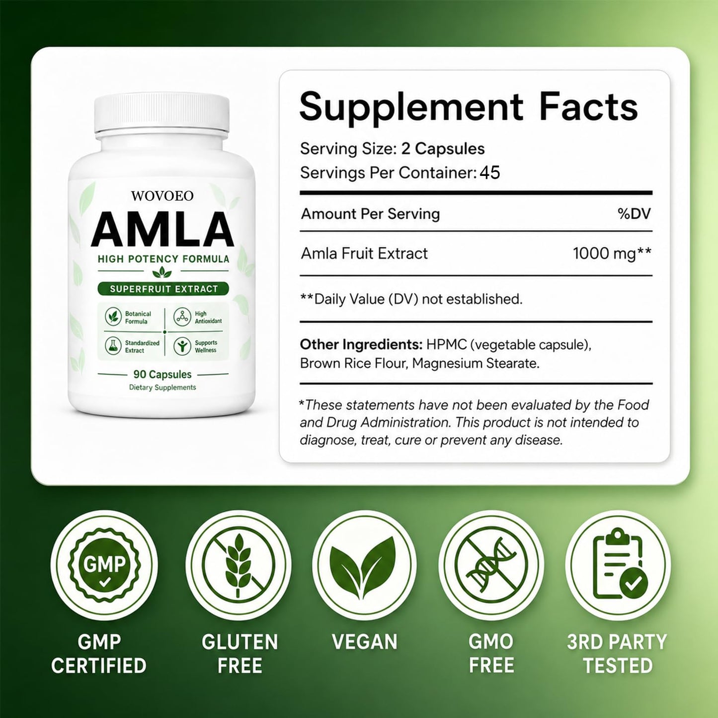 WOVOEO Amla Capsule 90 Capsules