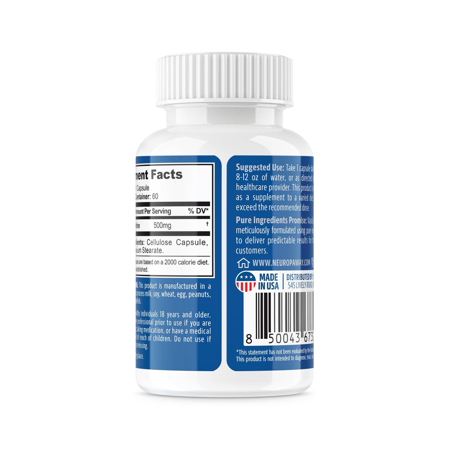 NeuropAWAY Acetyl L-Carnitine 500mg Capsule, 60 Count