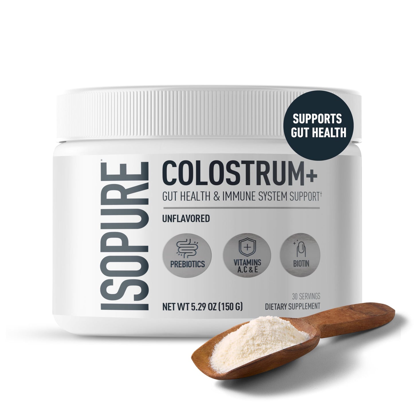 Isopure Colostrum + Gut Health & Immune System Support Powder 5.29 Ounces