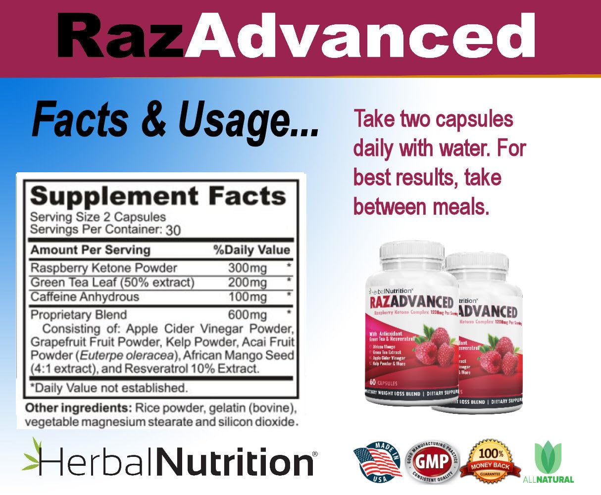 Herbal Nutrition Raspberry Ketones Complex Capsules, 60 Capsules