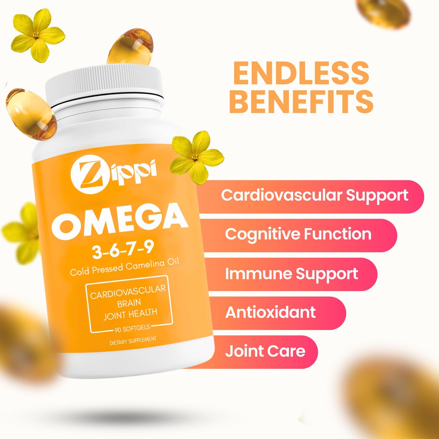 Zippi Omega 3-6-7-9 Camelina Softgels, 60 Count