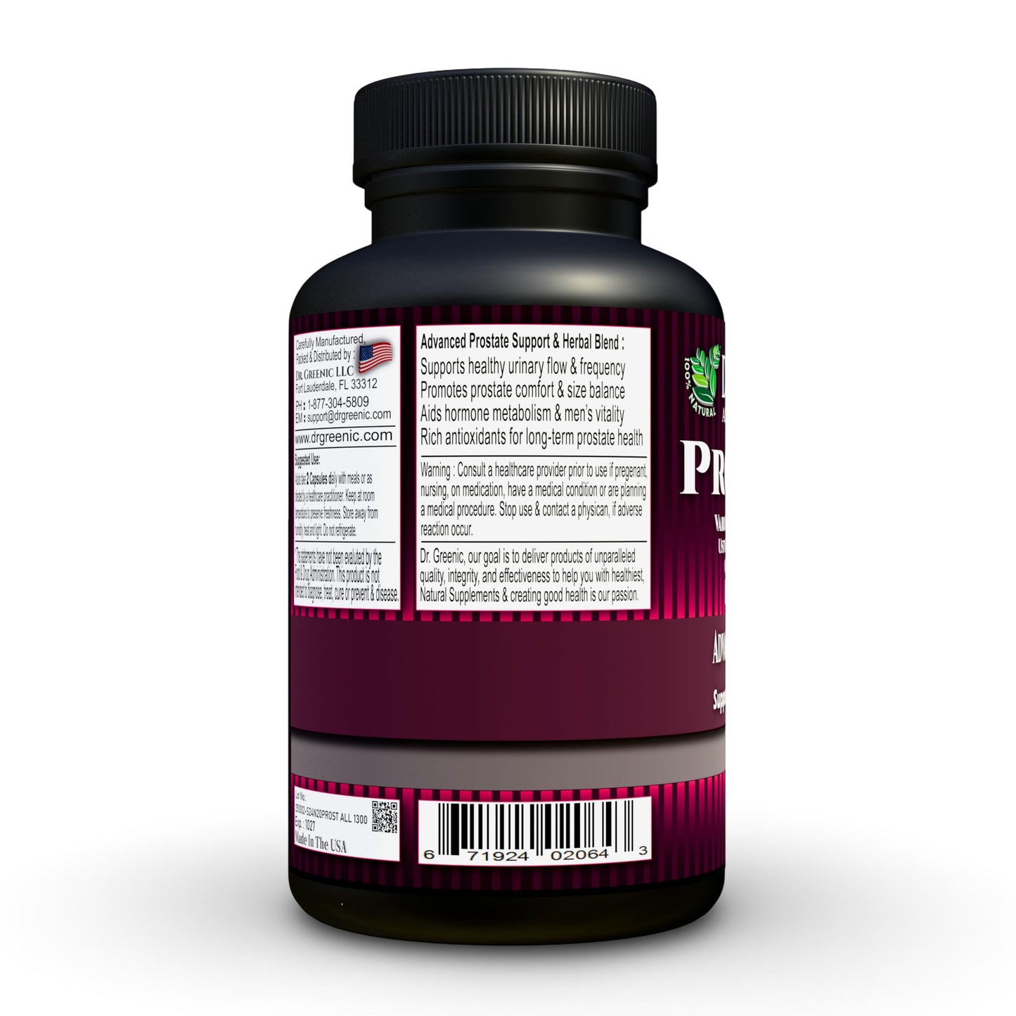 Dr. Greenic Prost All Advanced Prostate Support & Herbal Blend Capsules, 90 Capsules