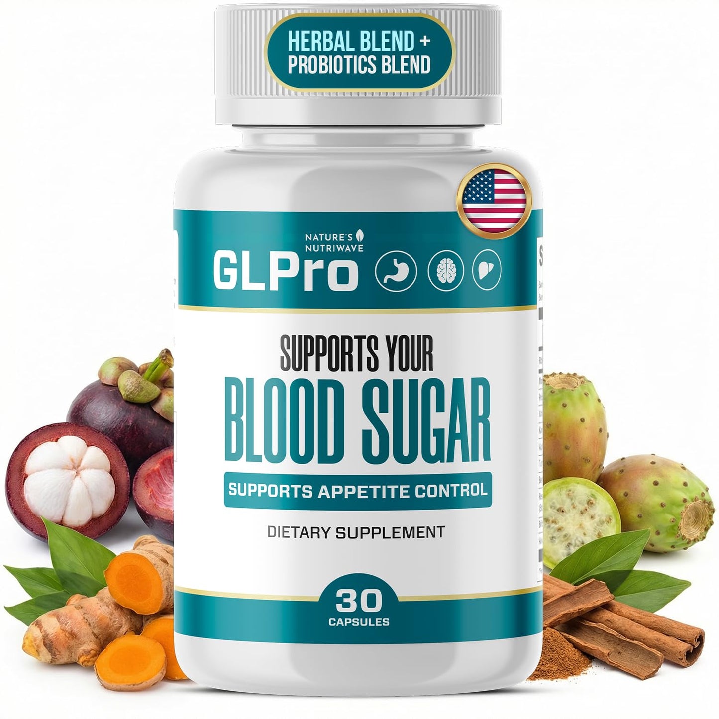 Nature’s NutriWave GLPro Hawthorne, Garlic, Green Tea & Hibiscus Capsules, 30 Count