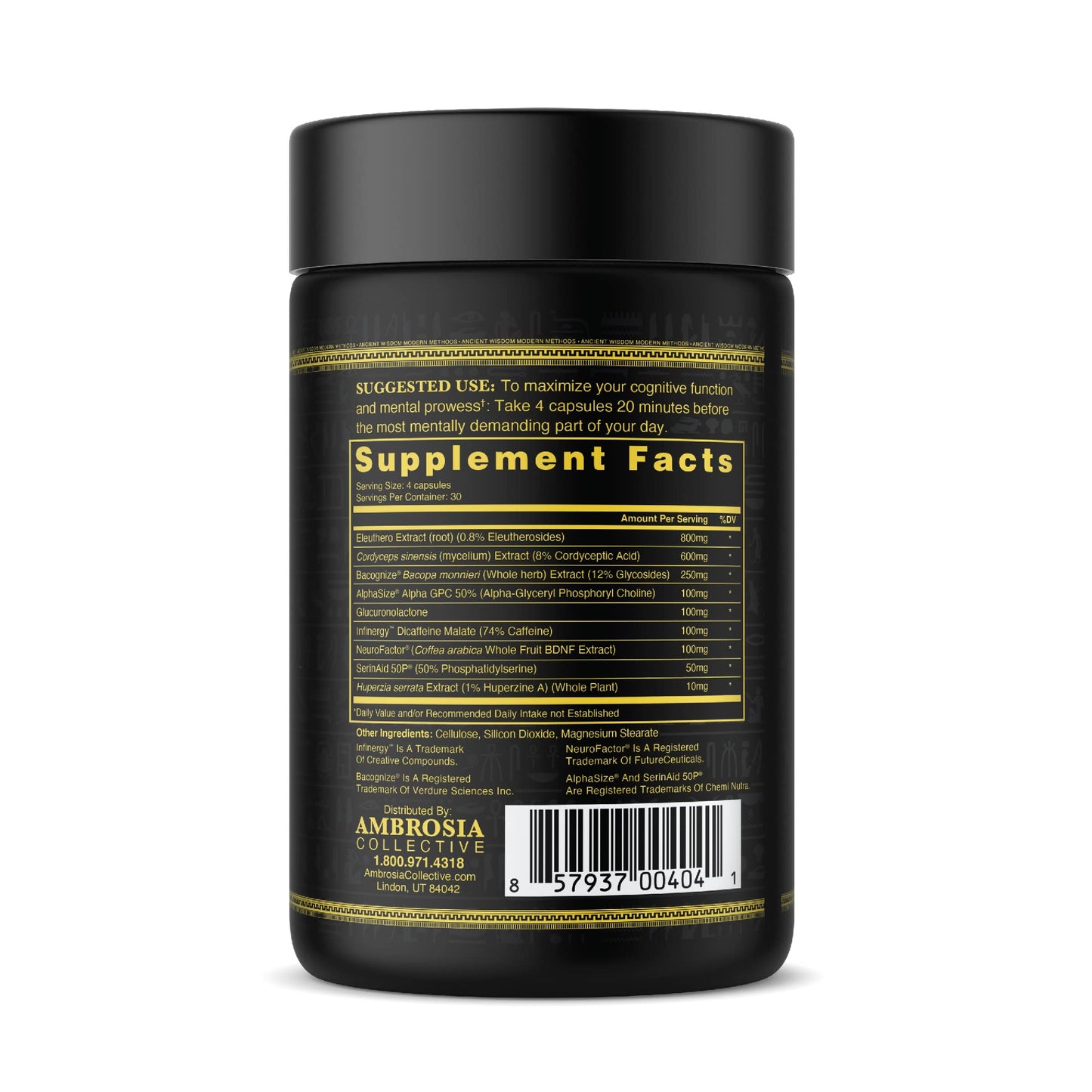 Ambrosia Mental Jewels Nootropic Brain Supplement Capsules, 120 Count