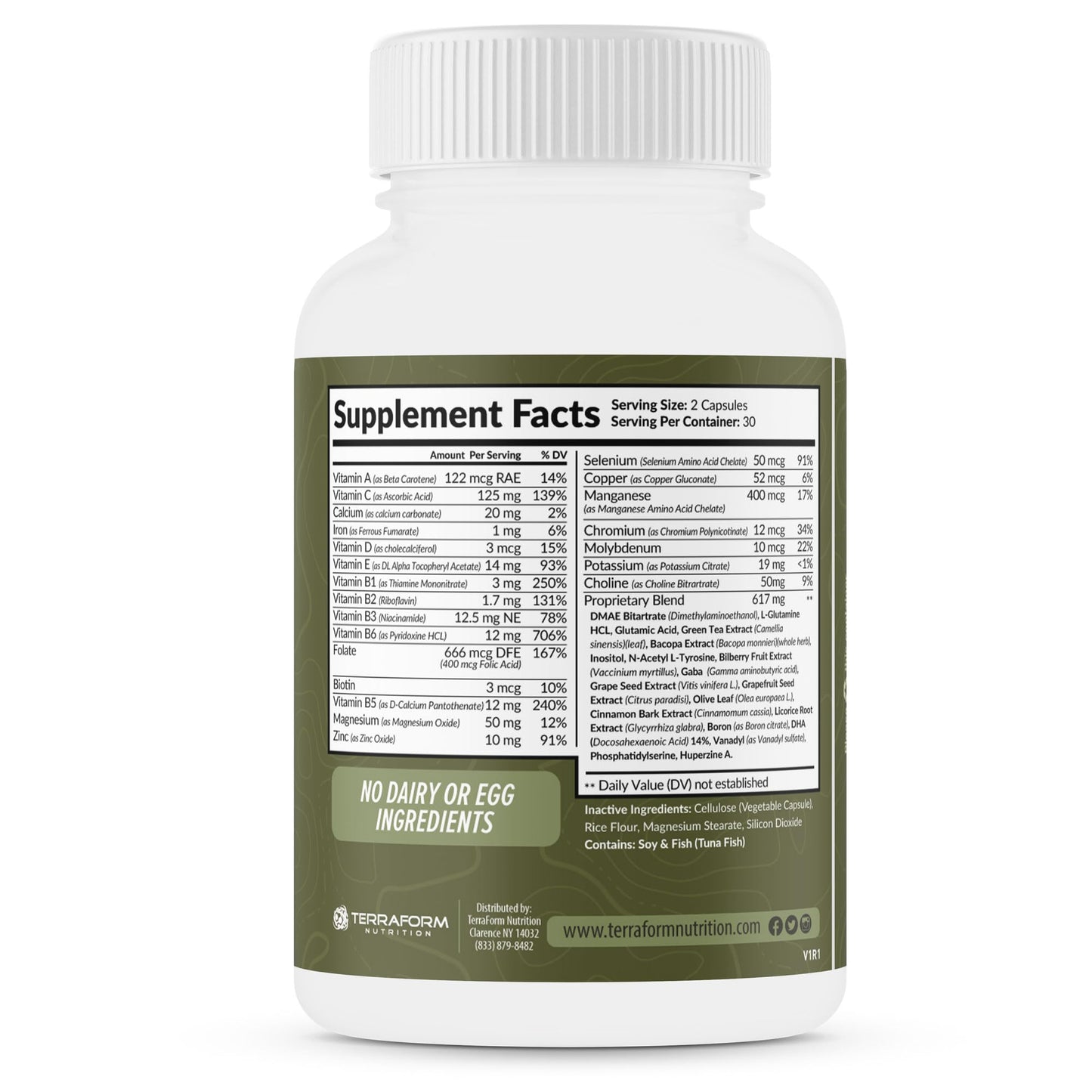 TerraForm Nutrition Survival Mind Multivitamin and Cognitive Booster Capsule 60 Count
