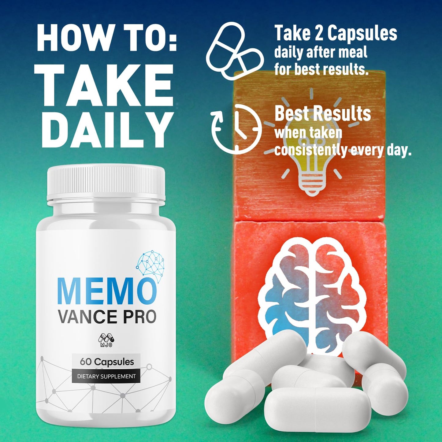 MJO MemoVance Capsules, 300 Capsules