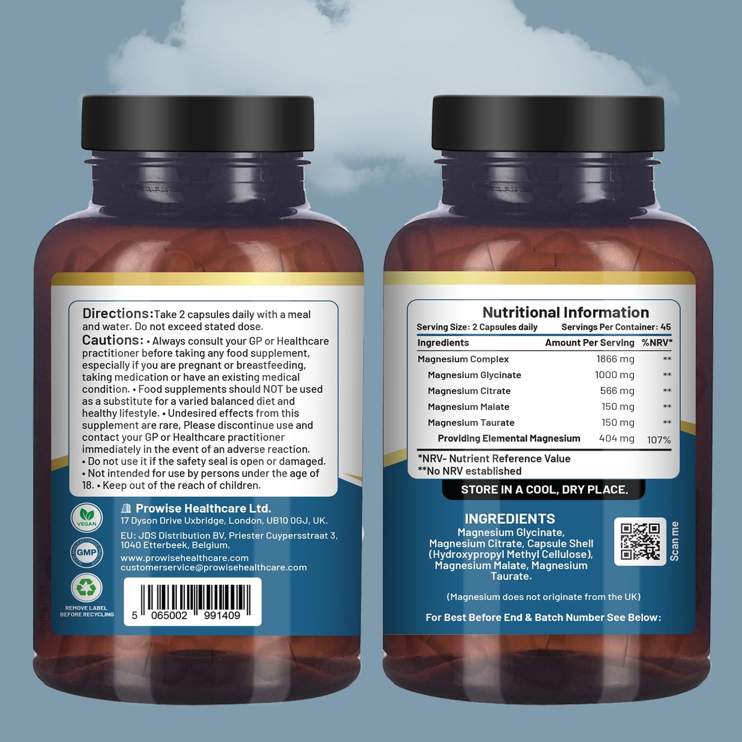 PH PROWISE Healthcare Magnesium Glycinate Complex 4 in 1 Vegan Capsules, 90