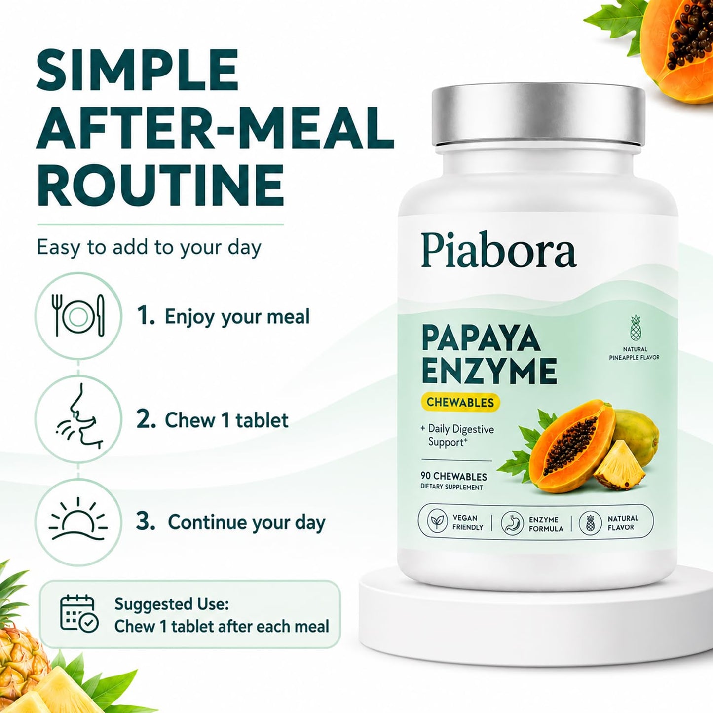 OSTEO ALIVE Piabora Papaya Enzyme Chewable Tablets 90 Count