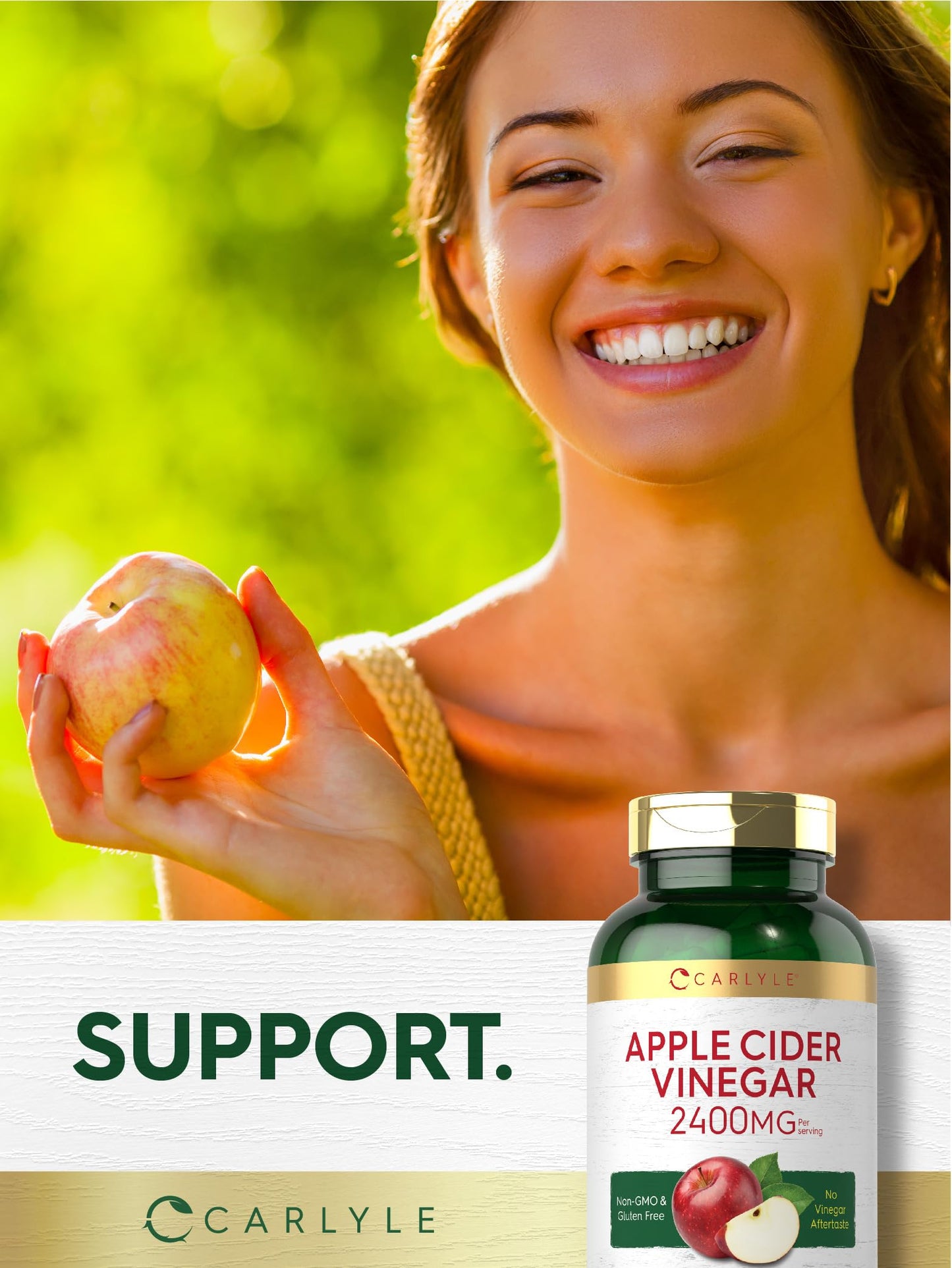 Carlyle Apple Cider Vinegar Capsules (2400mg), 240 Count, Non-GMO, Gluten Free