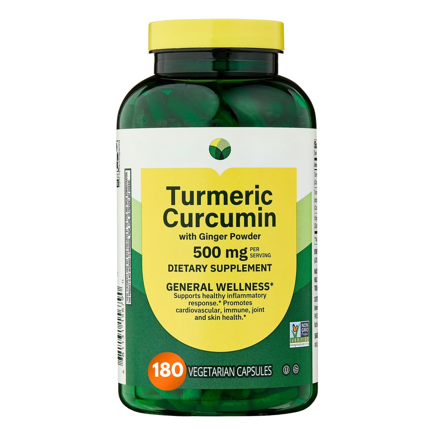 KP+ Turmeric Curcumin with Ginger Powder 500 mg Capsules 180 Count