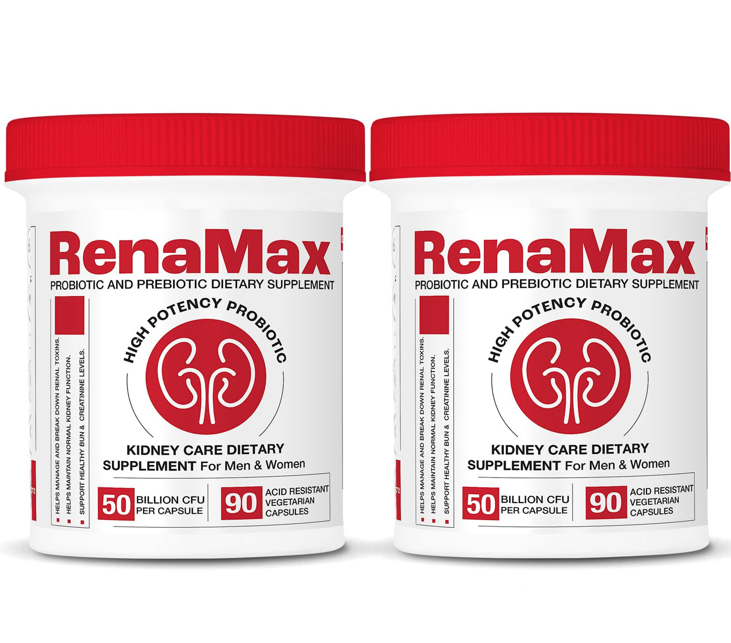 RENAMAX Kidney Restores & Kidney Care Probiotic & Prebiotic Supplement to Support Normal Kidney Function, Capsule, 180 Count