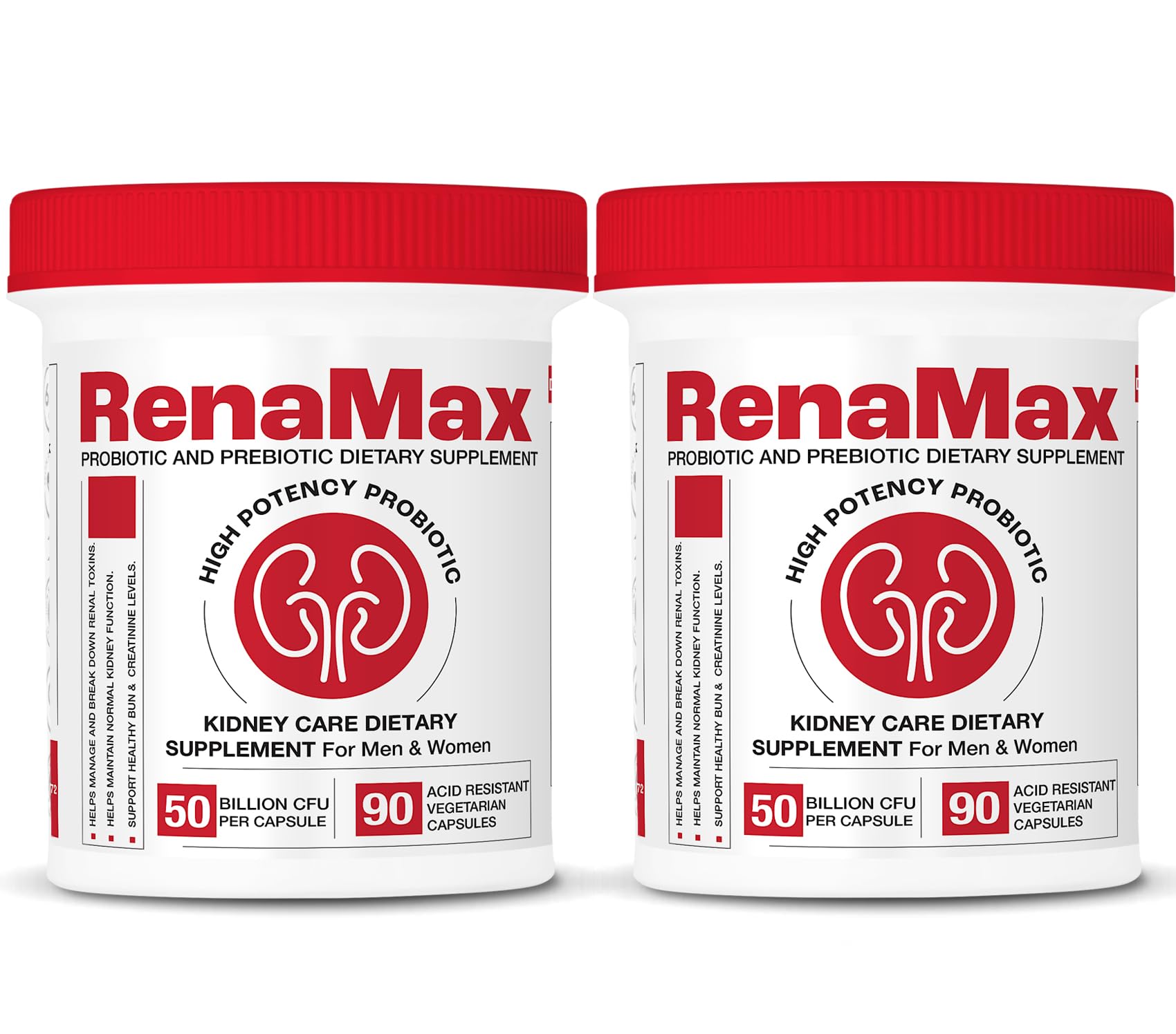 RENAMAX Kidney Restores & Kidney Care Probiotic & Prebiotic Supplement to Support Normal Kidney Function, Capsule, 180 Count