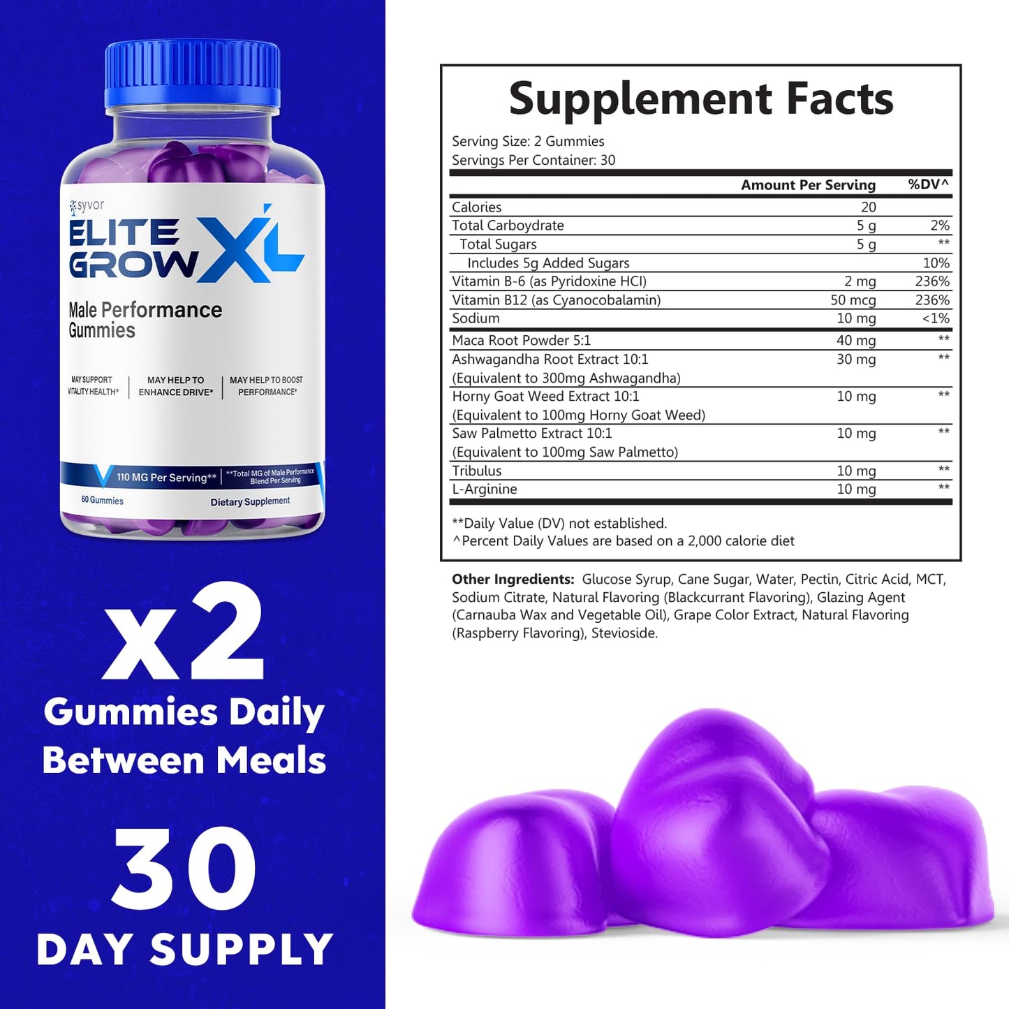 Syvor Elite Grow XL Gummies 60 Count
