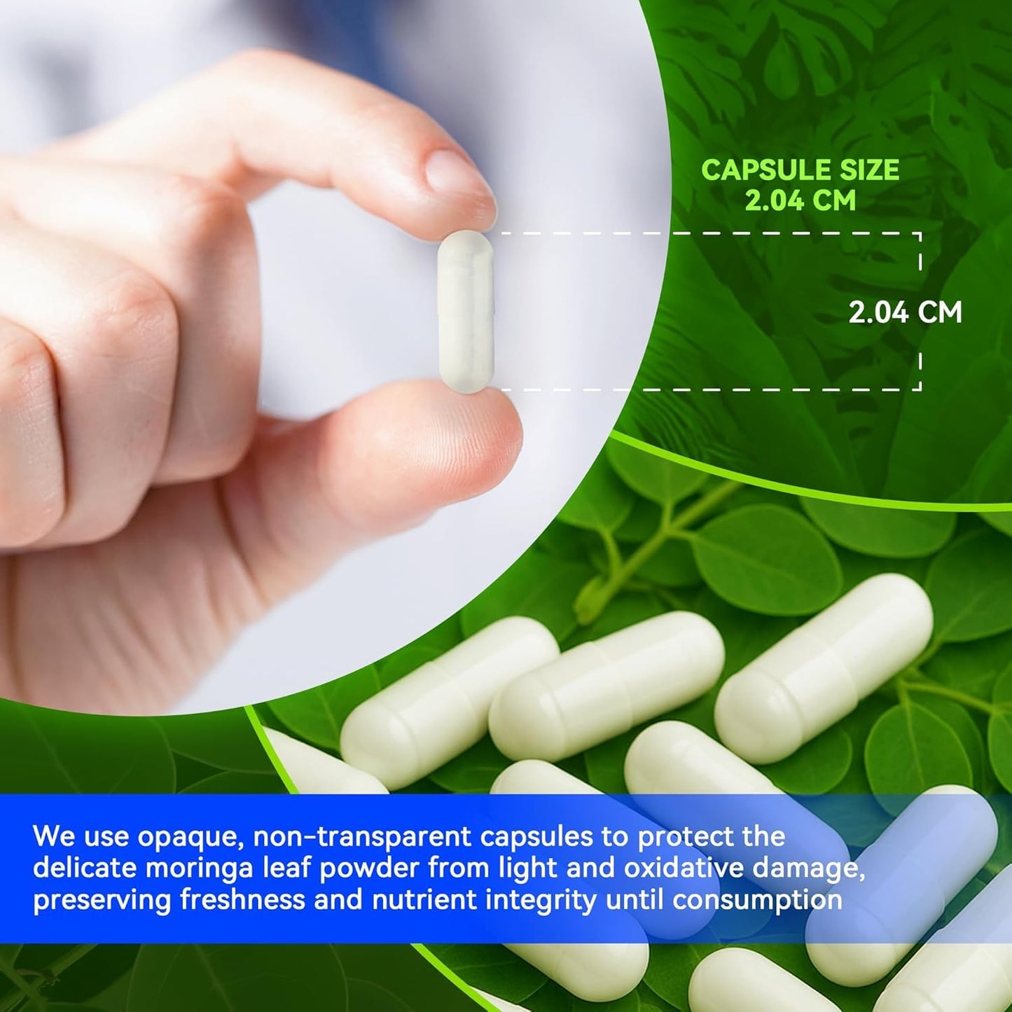 I LOVE HEALTH Moringa Capsules 1000mg – High Potency 10:1 Leaf Extract – Energy, Sleep, Immune & Gut Health Support – Vegan, Non-GMO, 60 Capsules