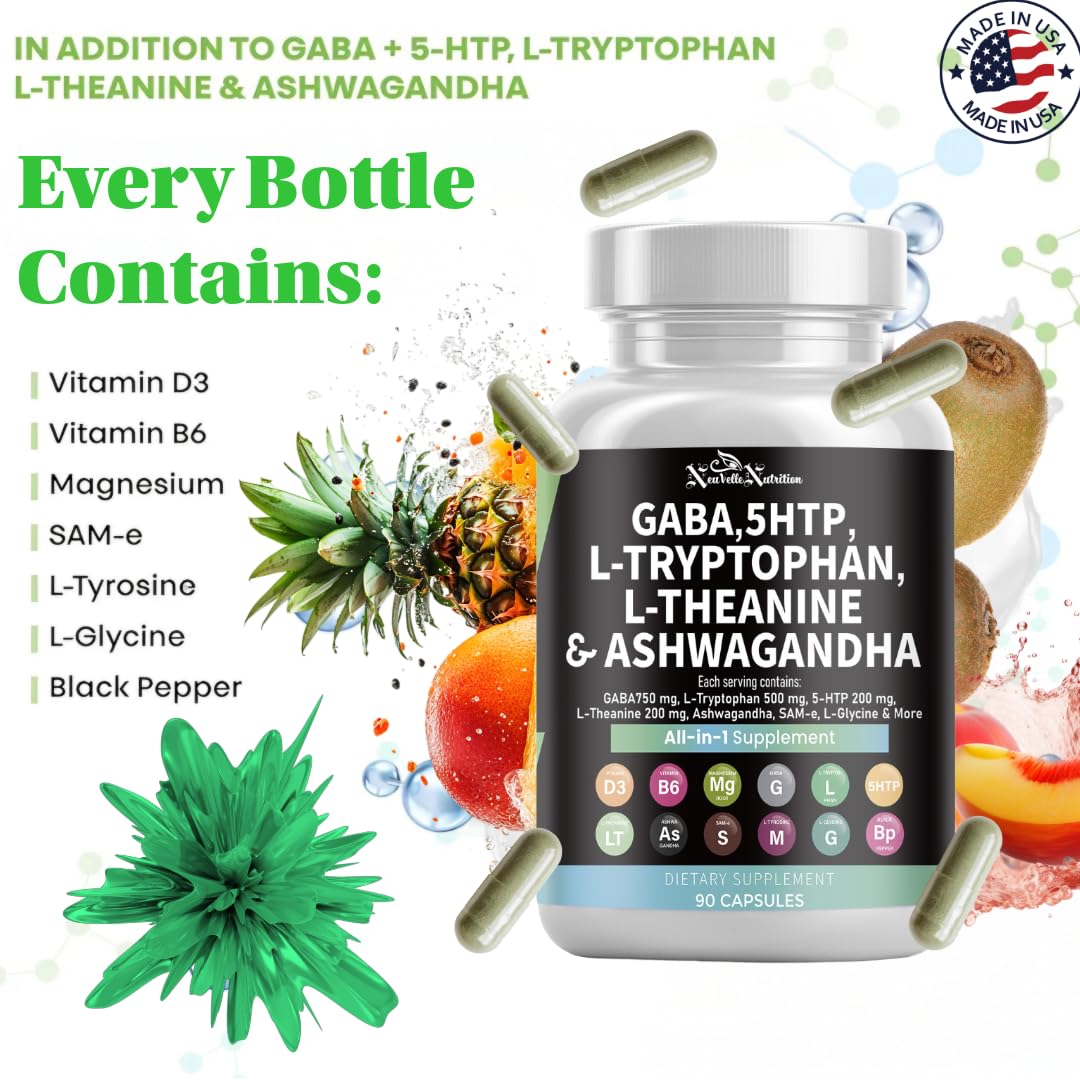 NeuVelleNutrition GABA Mood Support Capsules with 5-HTP, 90 Count