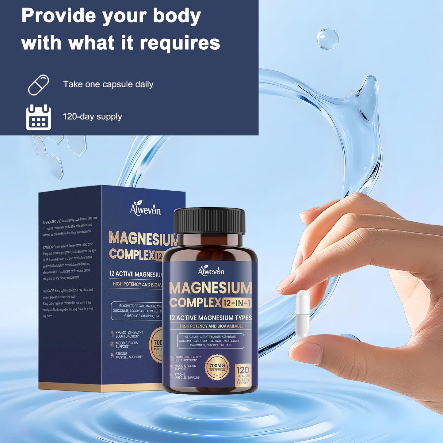 Aiwevon Magnesium Complex 700mg Capsule, 120 Capsules