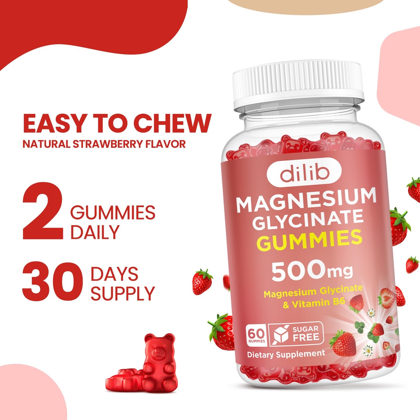dilib Magnesium Glycinate 500mg, 60 Gummies