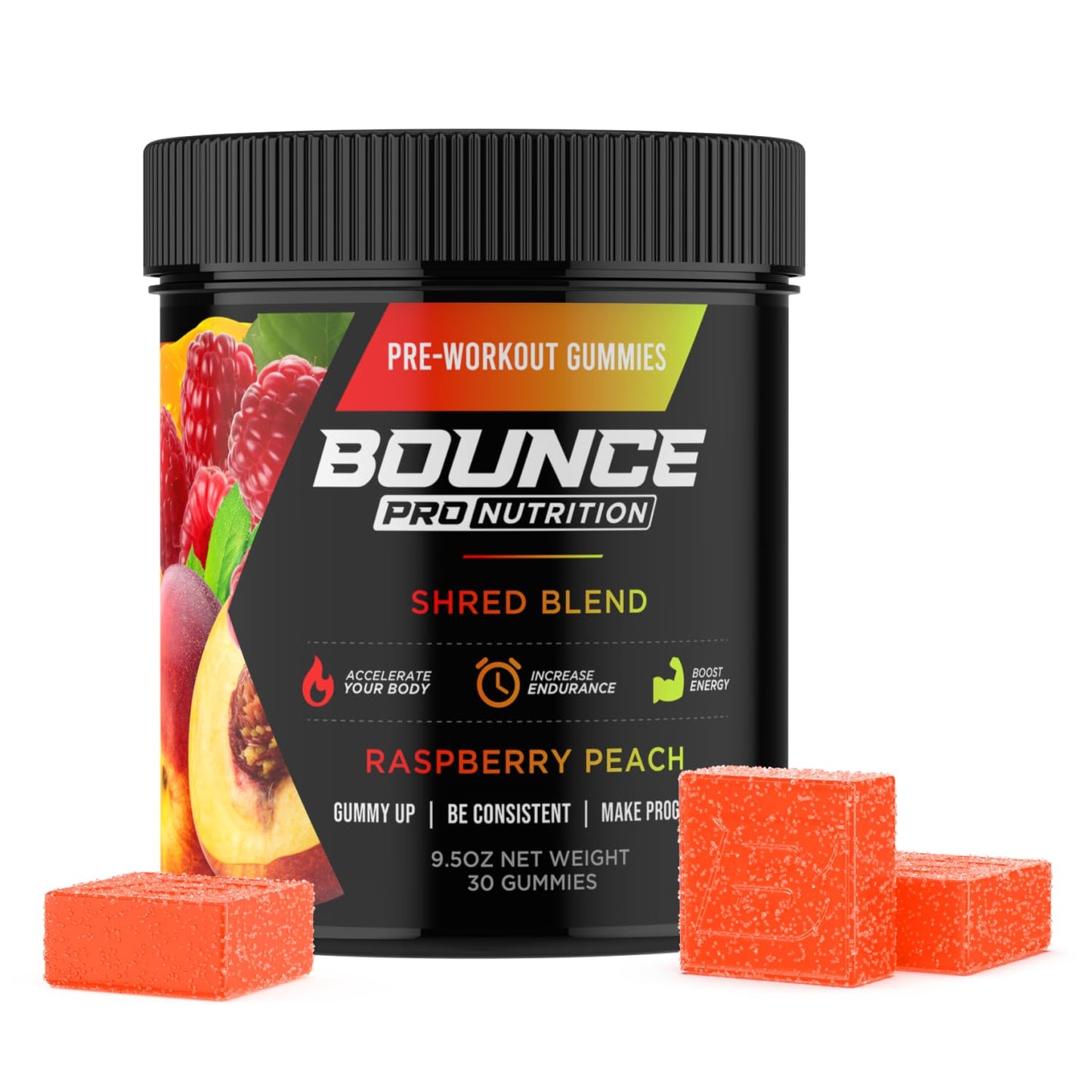 Bounce Pro Shred Blend Pre Workout Gummies, 30 Count
