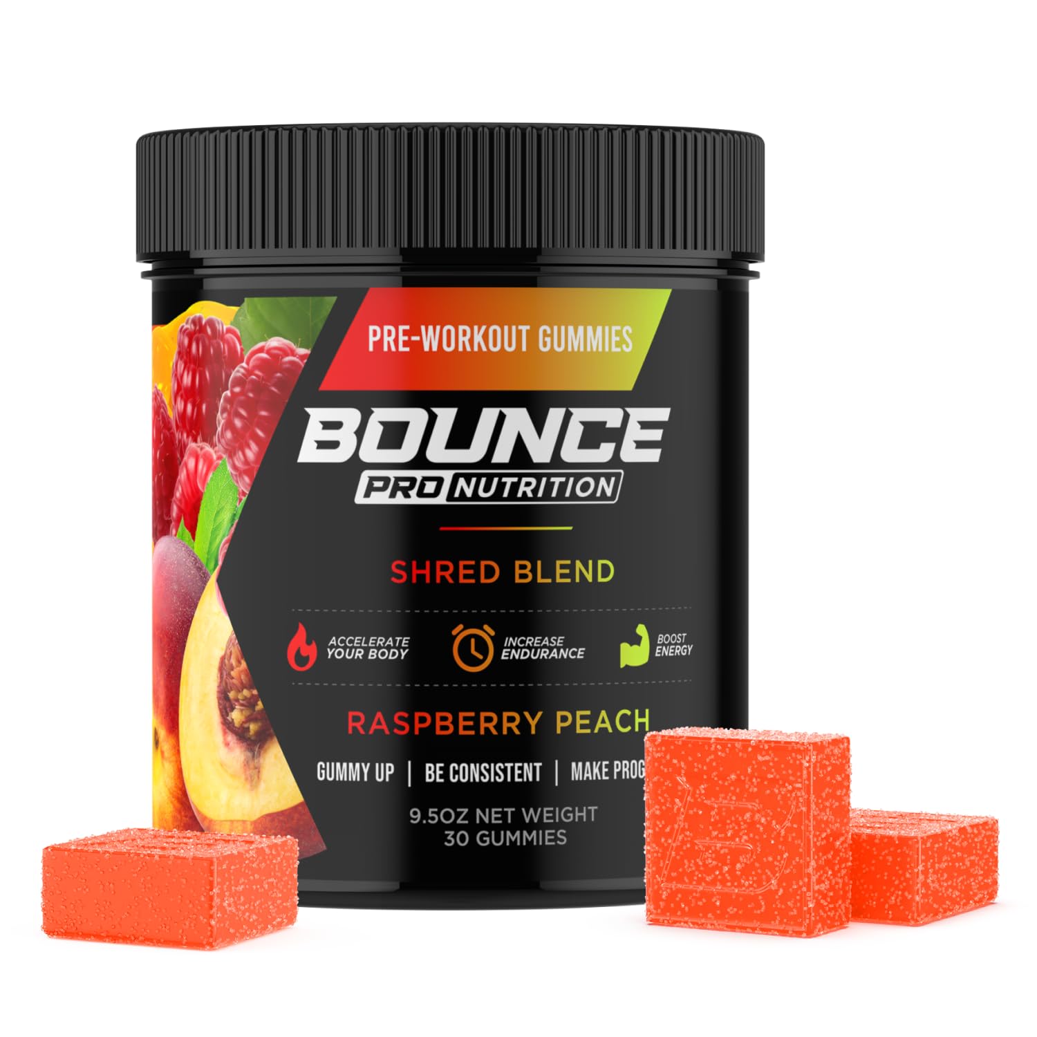 Bounce Pro Shred Blend Pre Workout Gummies, 30 Count