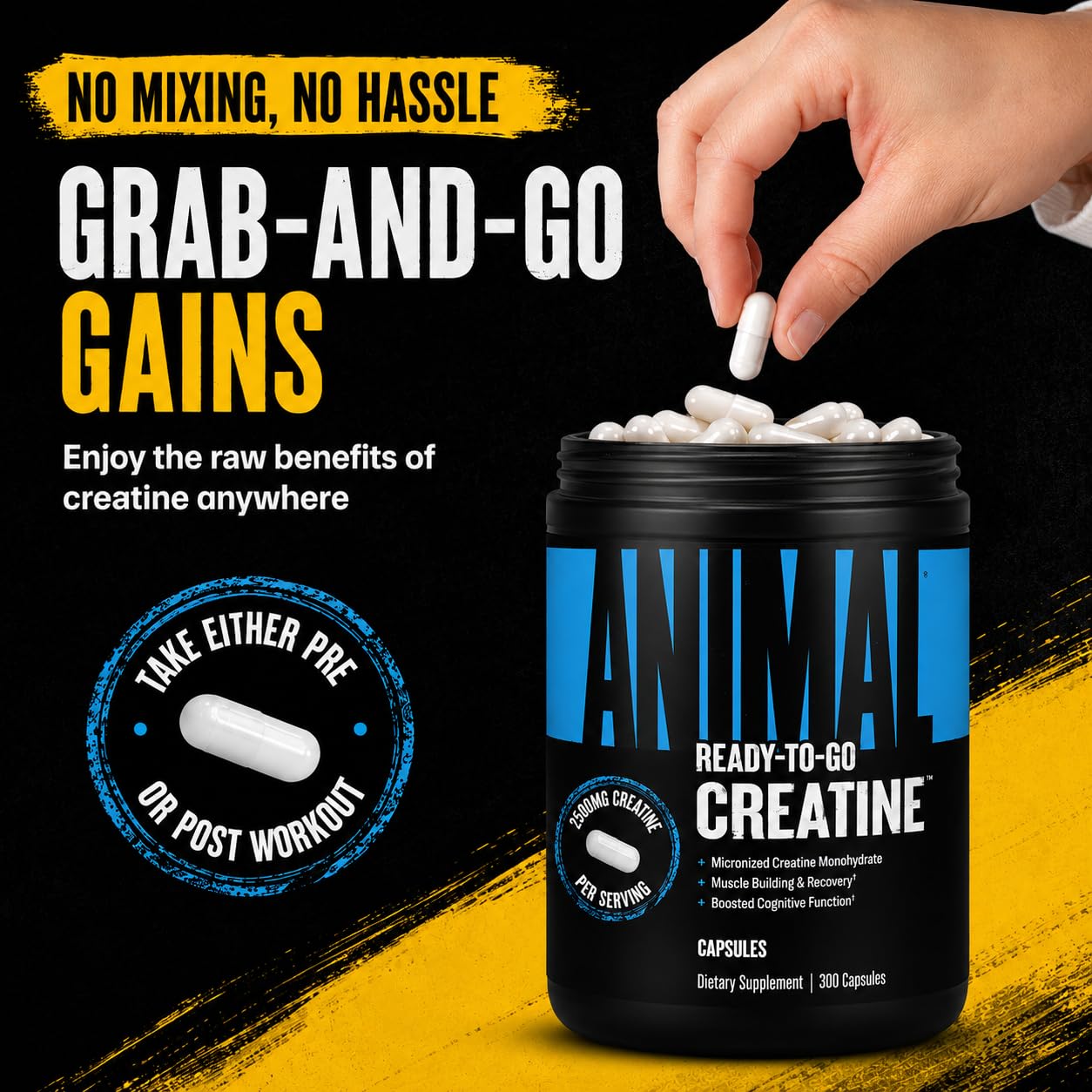 Animal Micronized Creatine Monohydrate Capsules, 300 Count