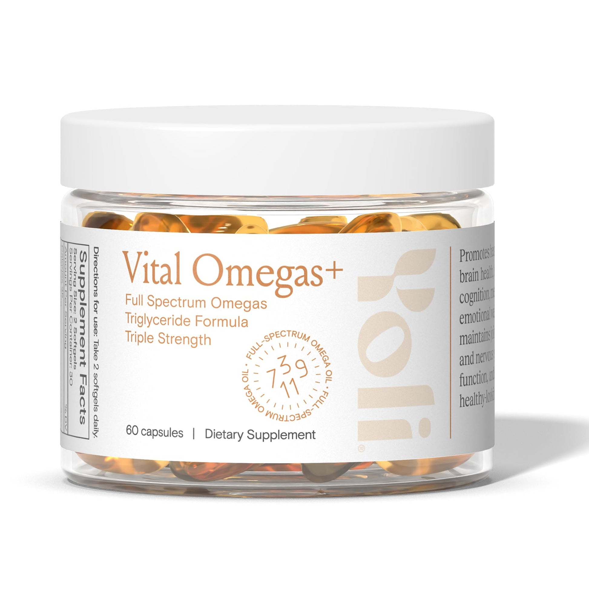 Yoli Vital Omegas+ Fish Oil Supplement Full Spectrum Omega 3 Softgels, 60 Count
