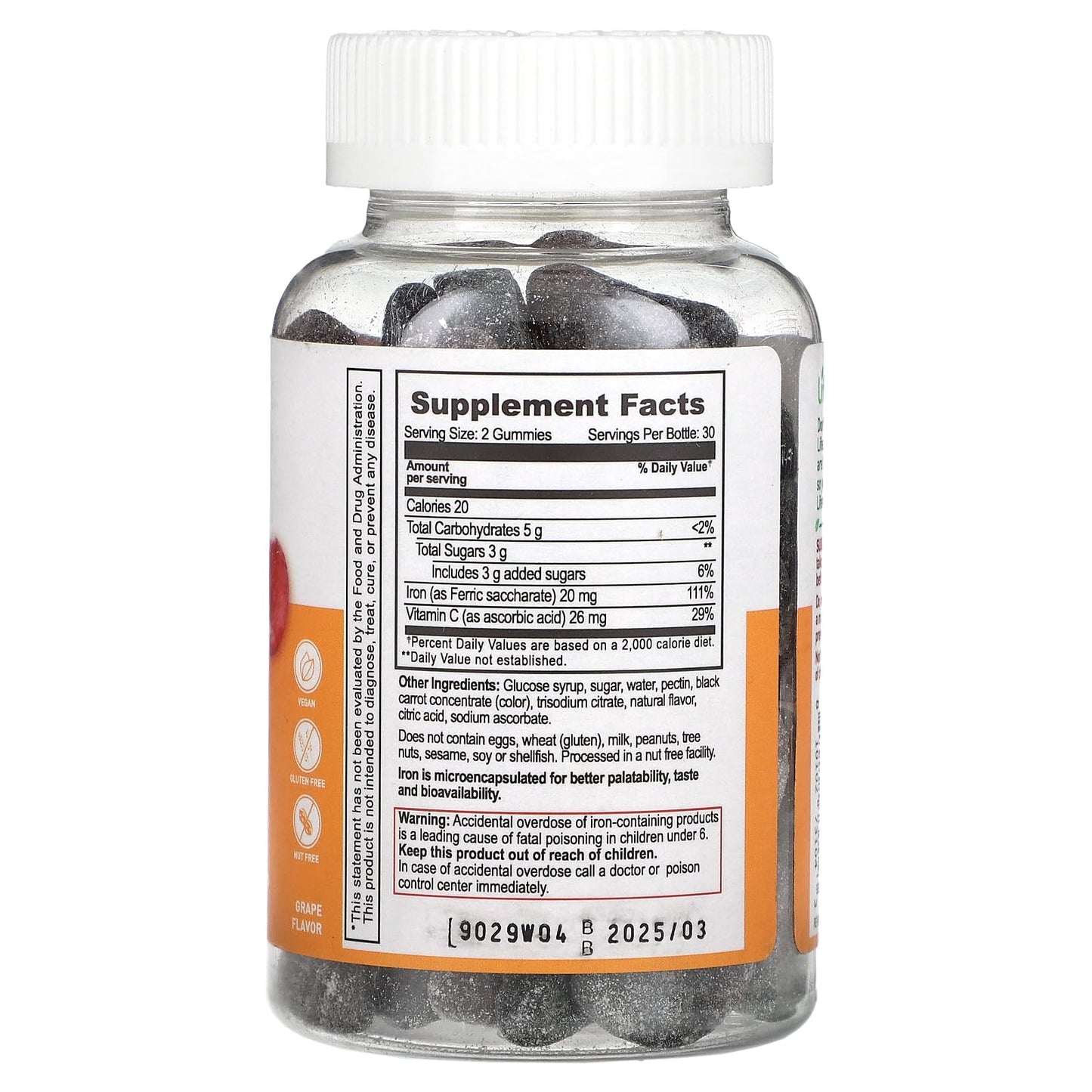 Lifeable Iron + Vitamin C, 60 Gummies