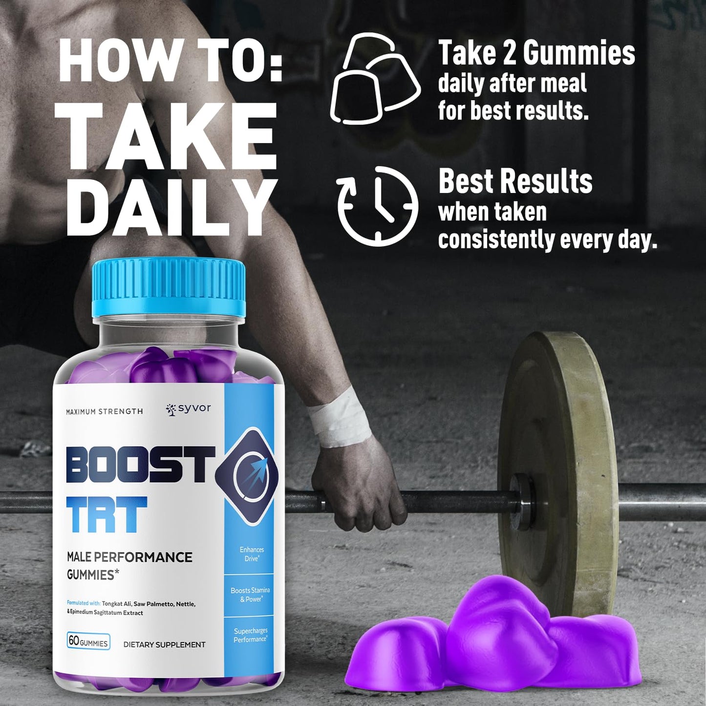 Syvor Boost TRT Gummies for Men, 60 Gummies