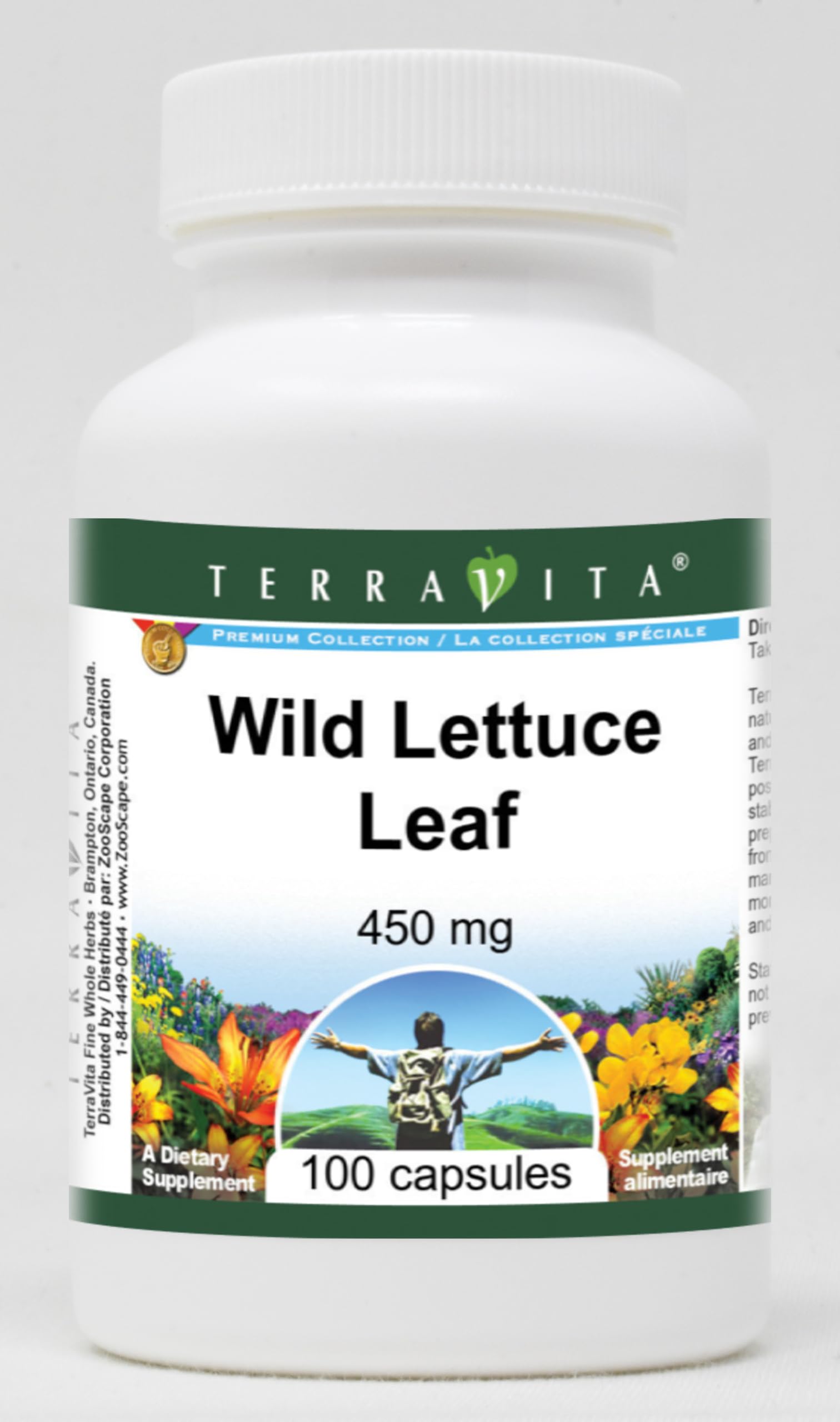Terravita Wild Lettuce Leaf 450 mg Capsules, 100 Count