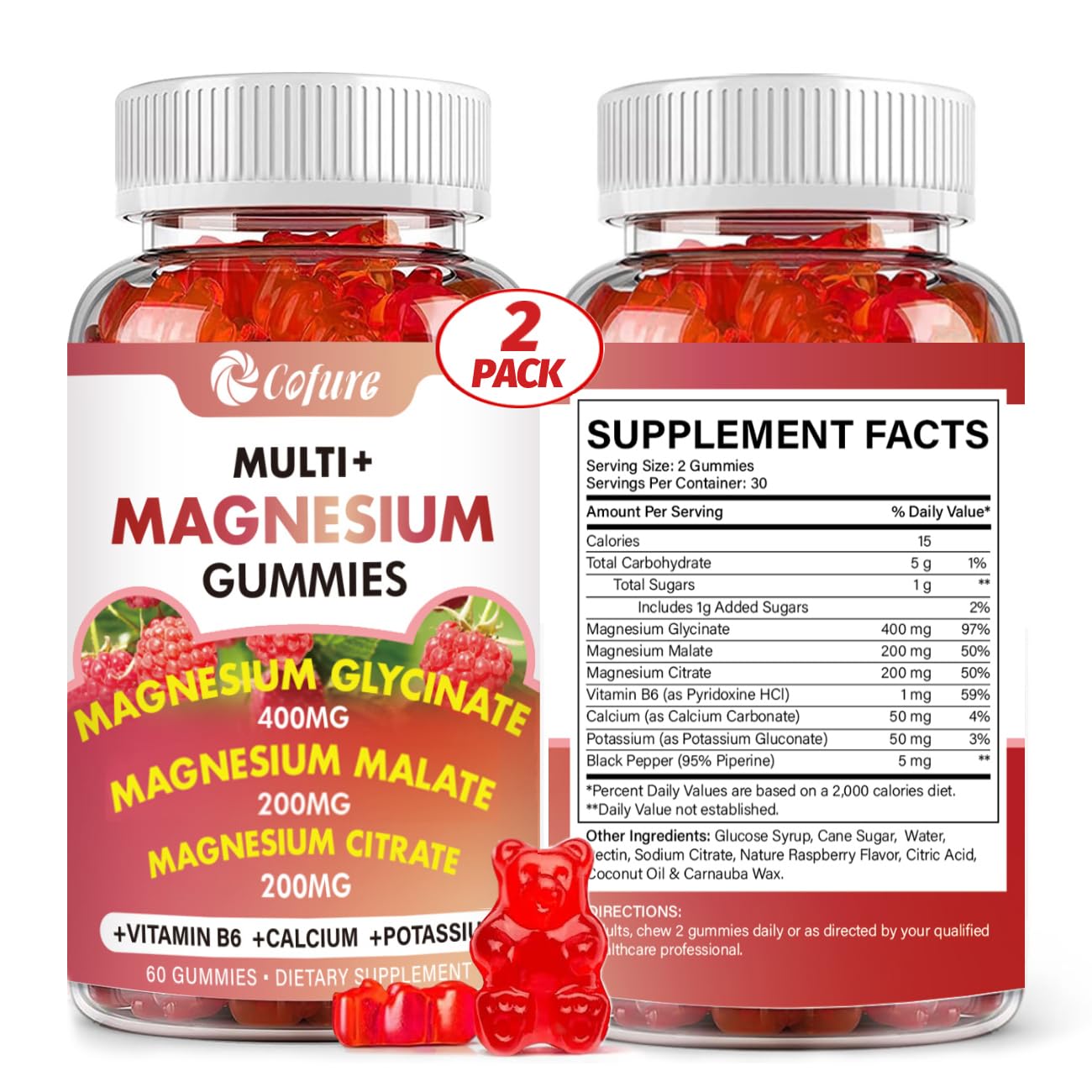 Cofure Magnesium Glycinate, Malate, Citrate Gummies, 120 Count