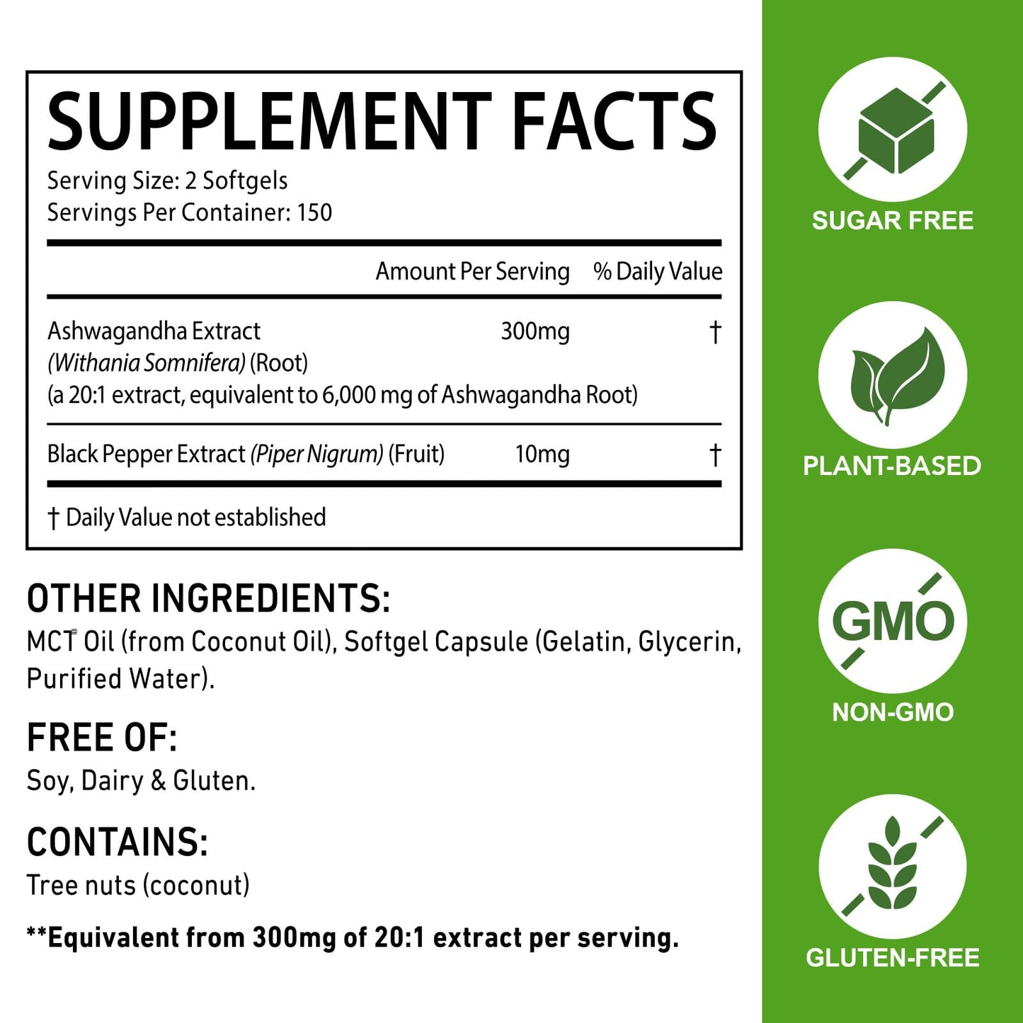 ZODENIS Ashwagandha Supplements Softgel 300 Count