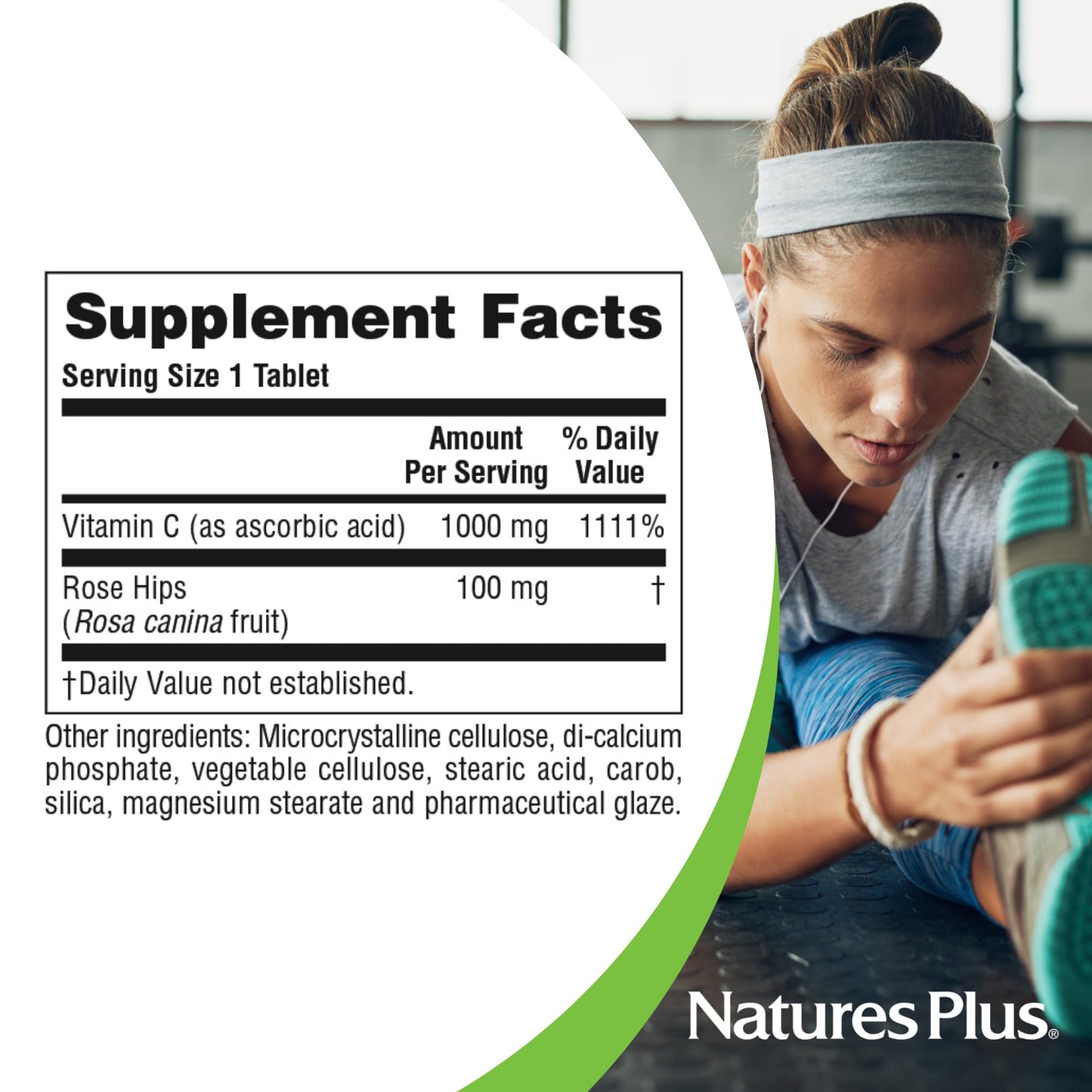 NaturesPlus Vitamin C 1000 mg with Rose Hips Tablet, 1 Count