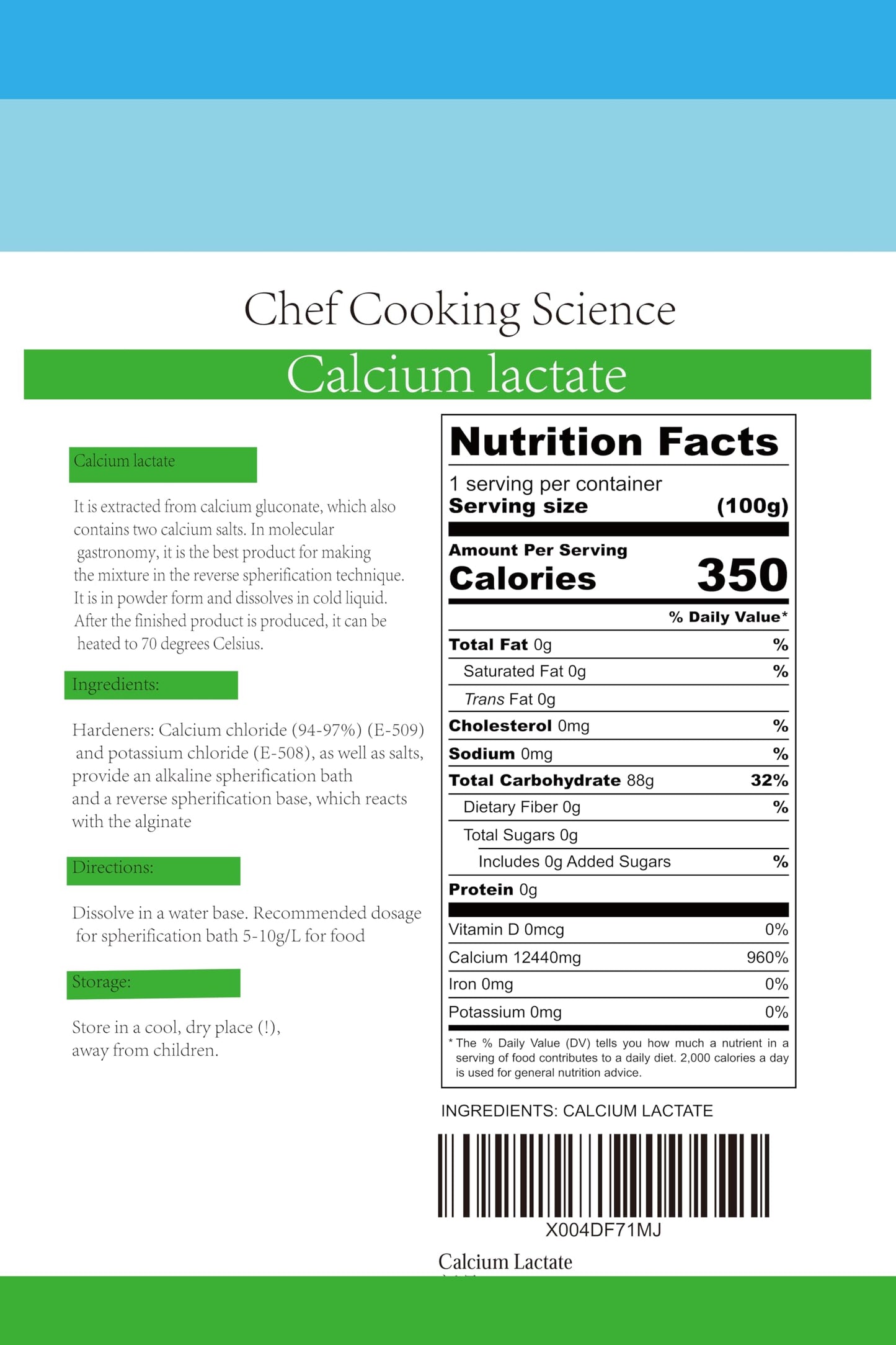 LEIMENGCHEF Pure Calcium Lactate Powder 4 oz