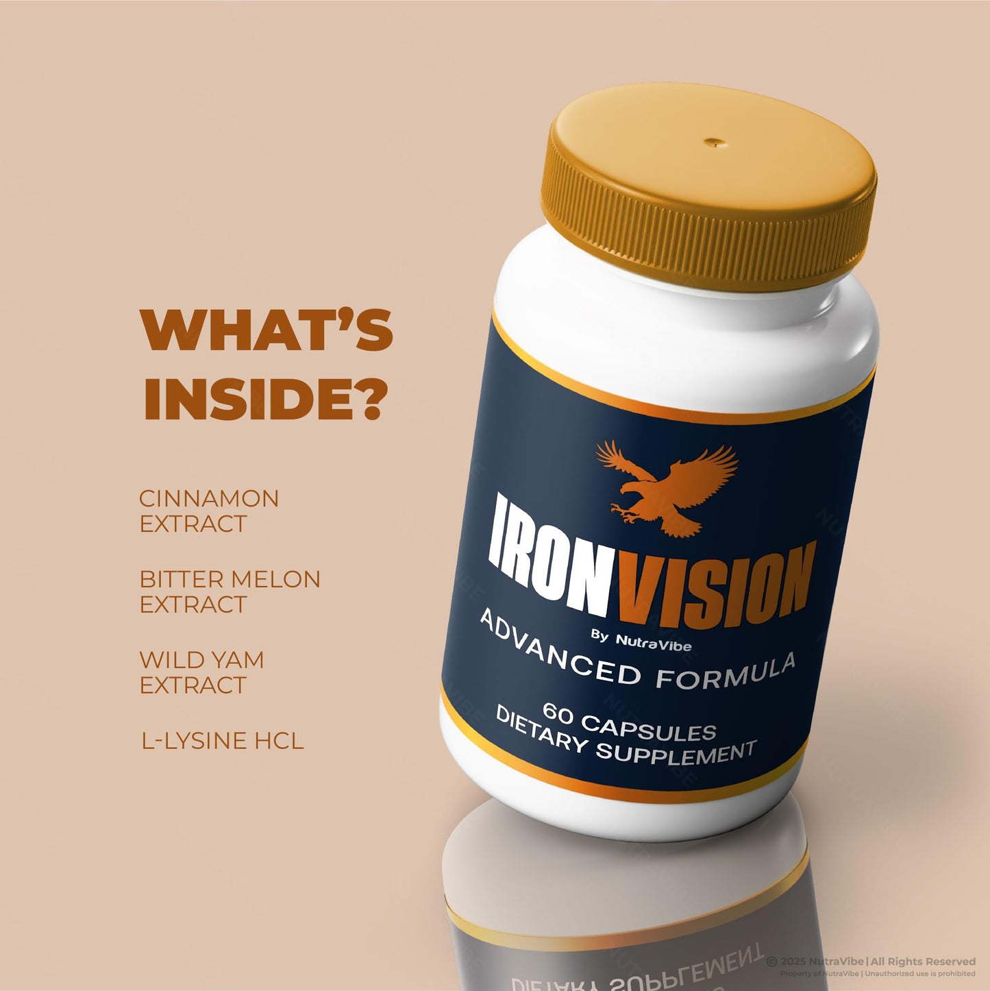 NutraVibe Iron Vision Premium Eye Health Supplement, 60 Capsules