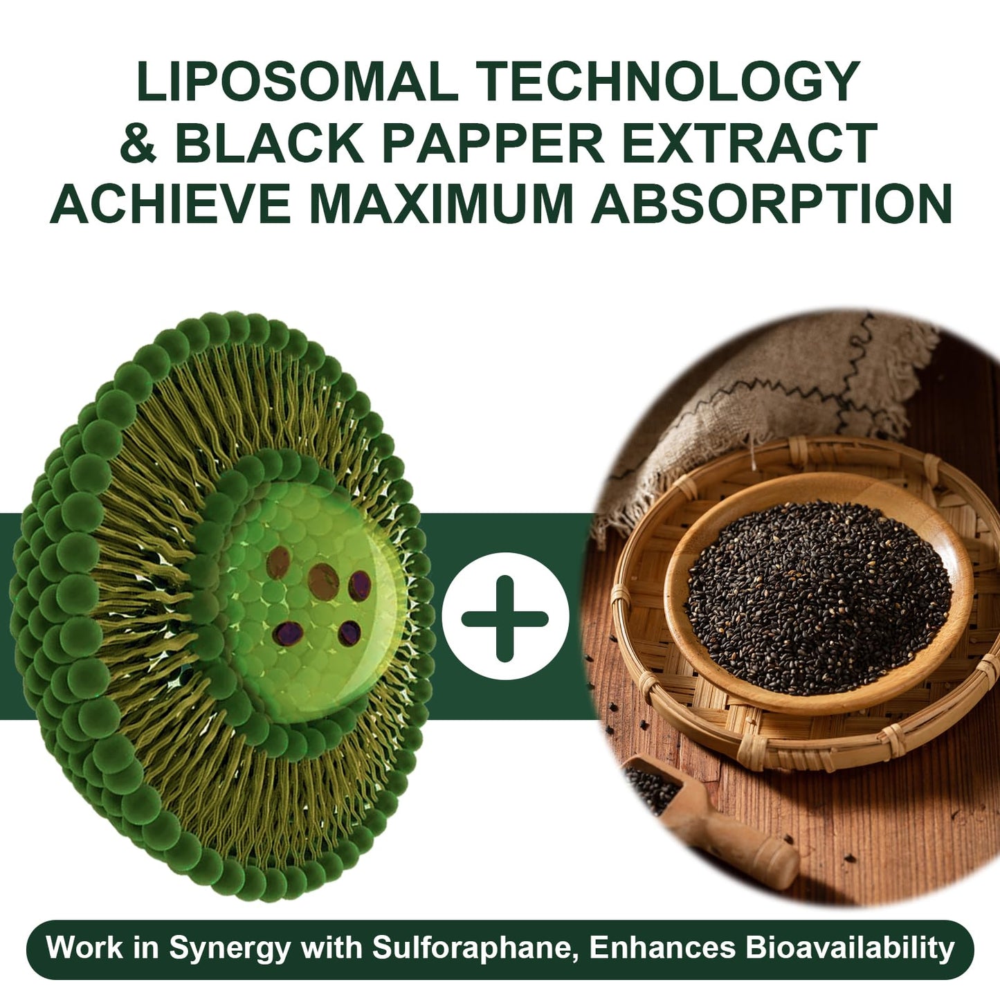 VITACRLLYNMN 900MG Liposomal Sulforaphane Supplement Broccoli Extract Capsule, 180 Capsules