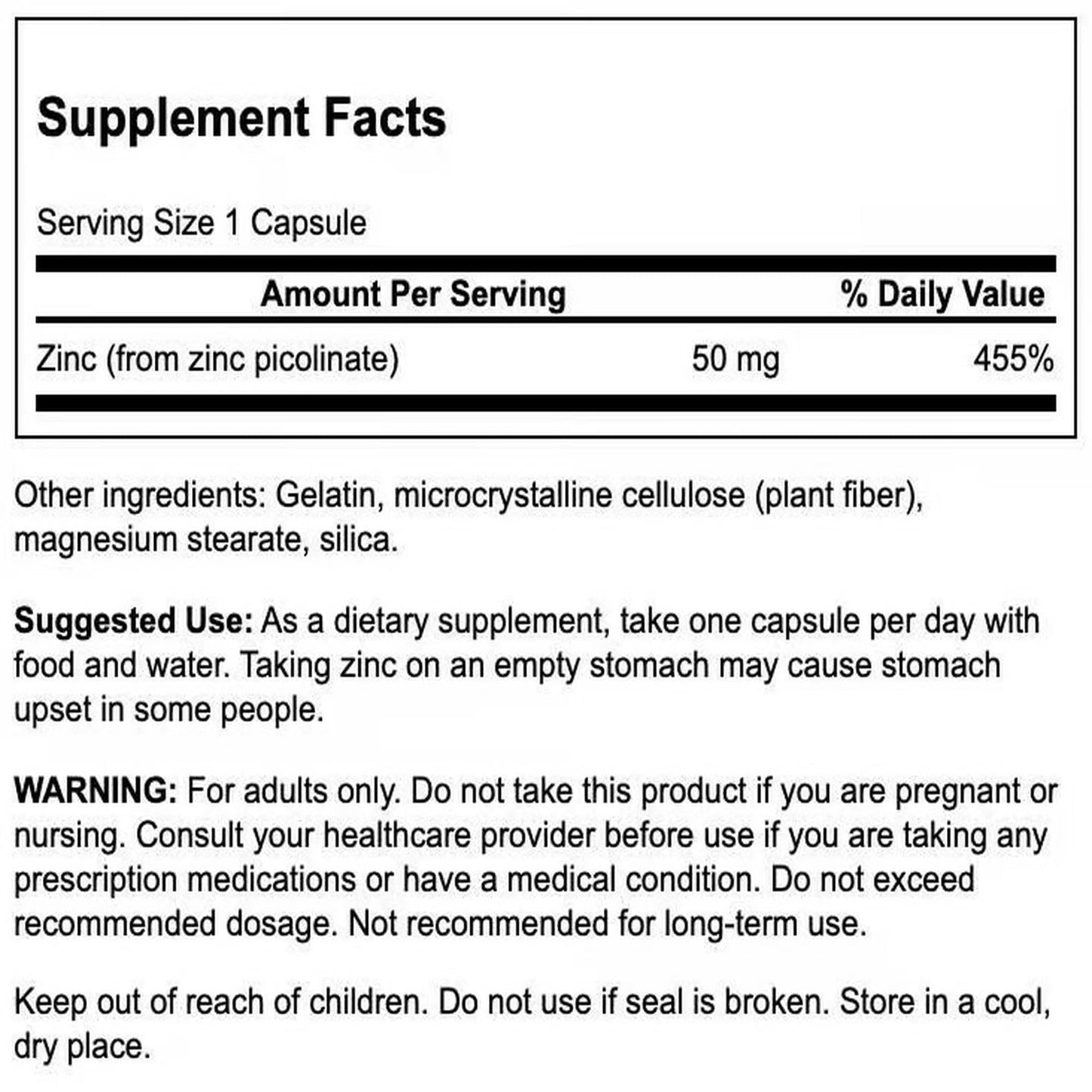 Swanson Premium Brand Zinc Picolinate Extra Strength Capsules, 120 Capsules
