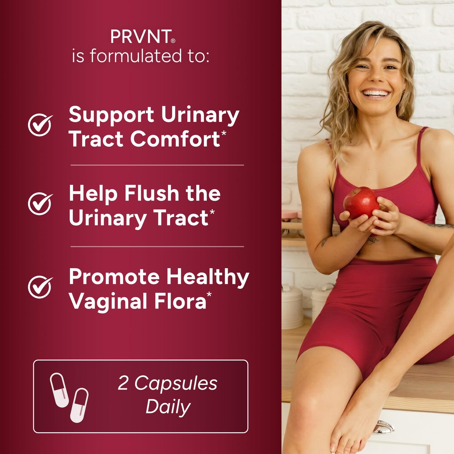 PRVNT Urinary Tract Defense with Cranberry PAC, D-Mannose, Probiotics & Vitamins, 60 Capsules