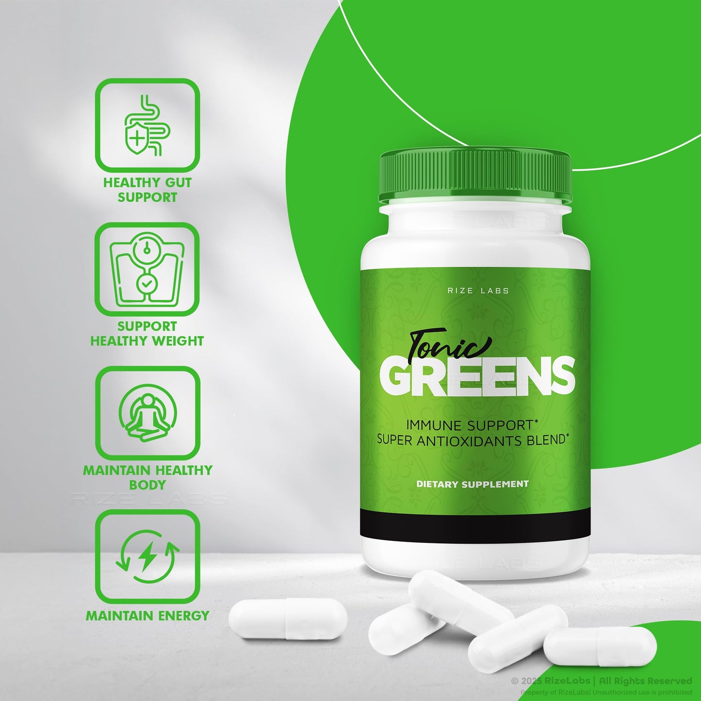 Rize Labs Tonic Greens Capsules 60 Count