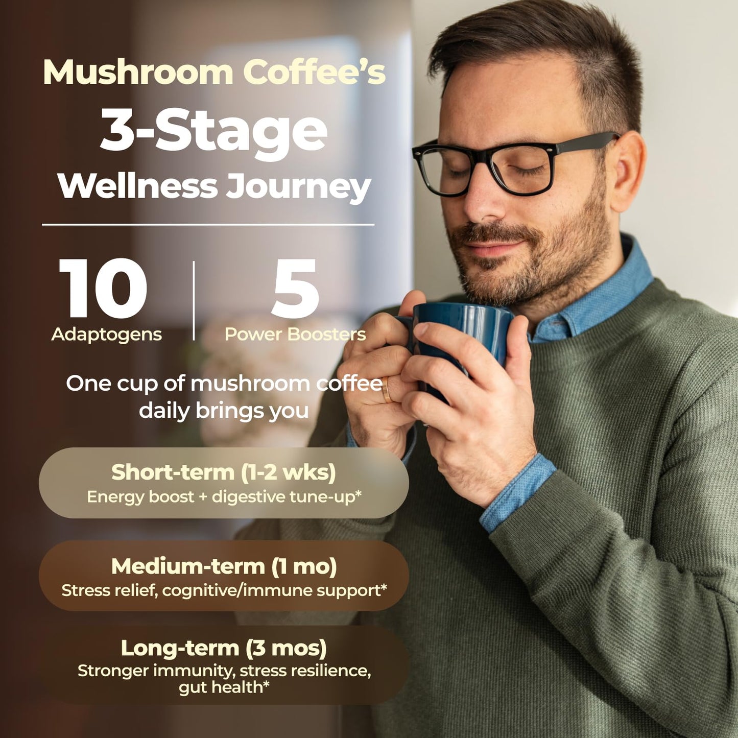 FORTISCA Mushroom Coffee with Probiotic & Ashwagandha, Powder, 7.41 oz